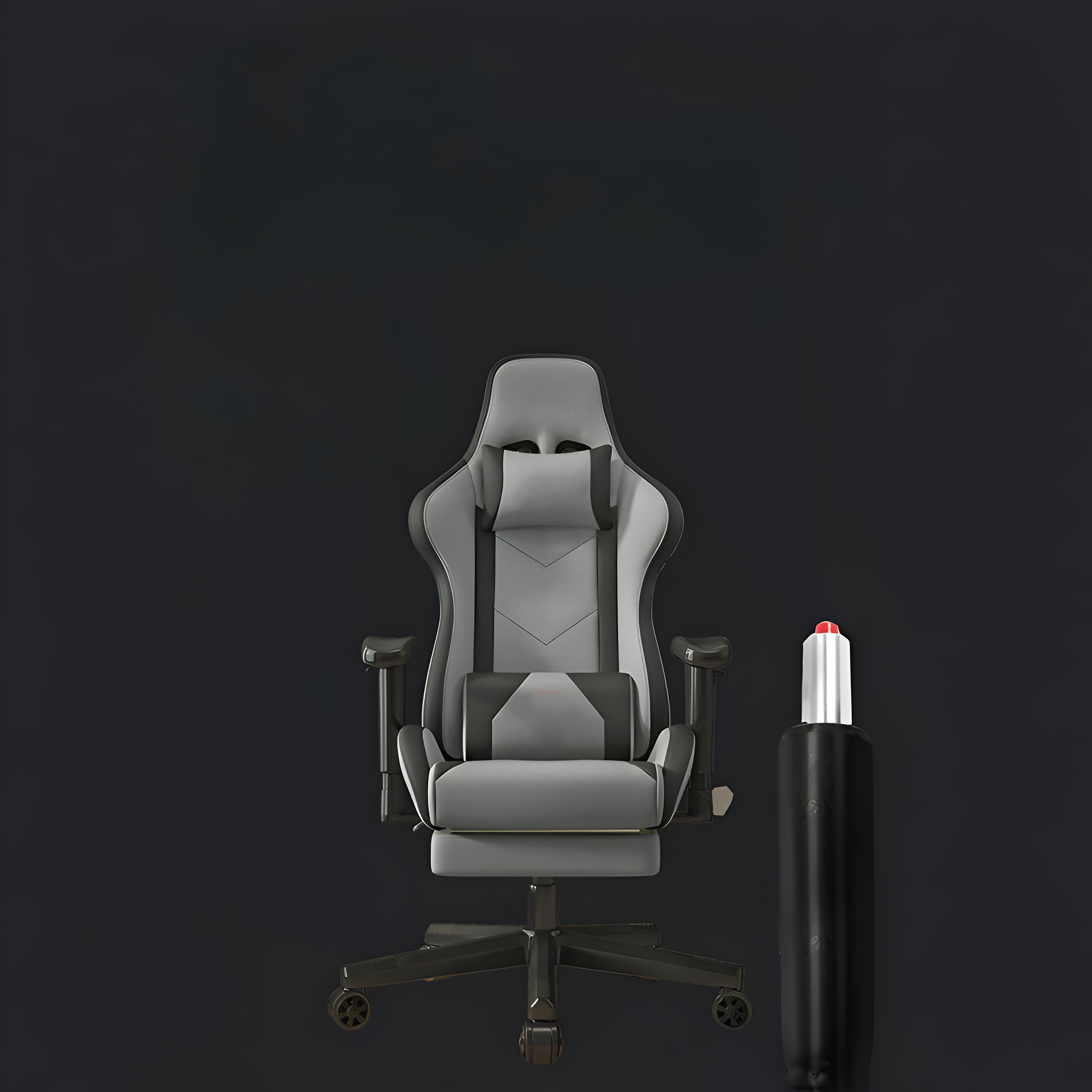 Gaming Chair with Adjustable Armrests & Lumbar Support (Black/Grey)