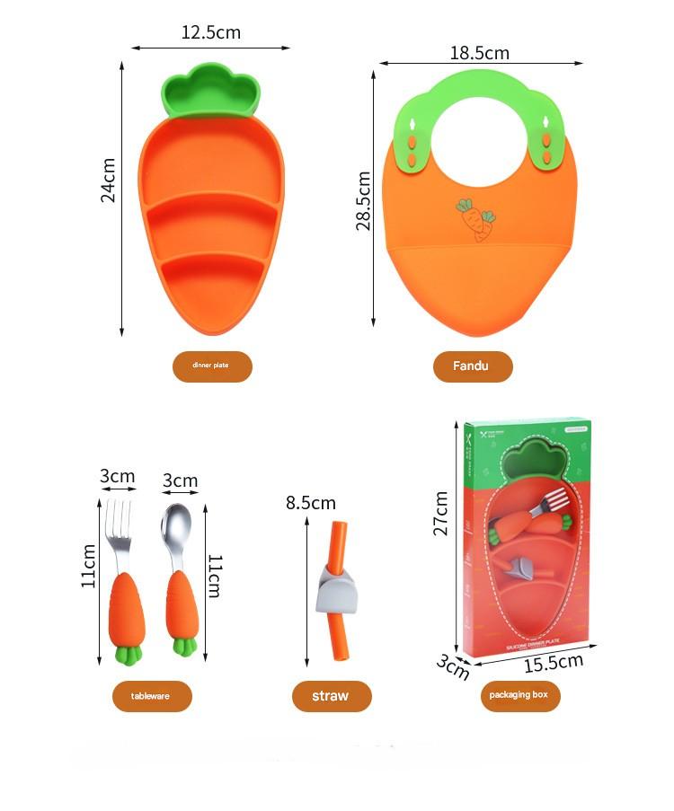 Creative Silicone Cartoon Suction Plate for Kids – Infant Tableware Set with Partitioned Design for Easy Feeding