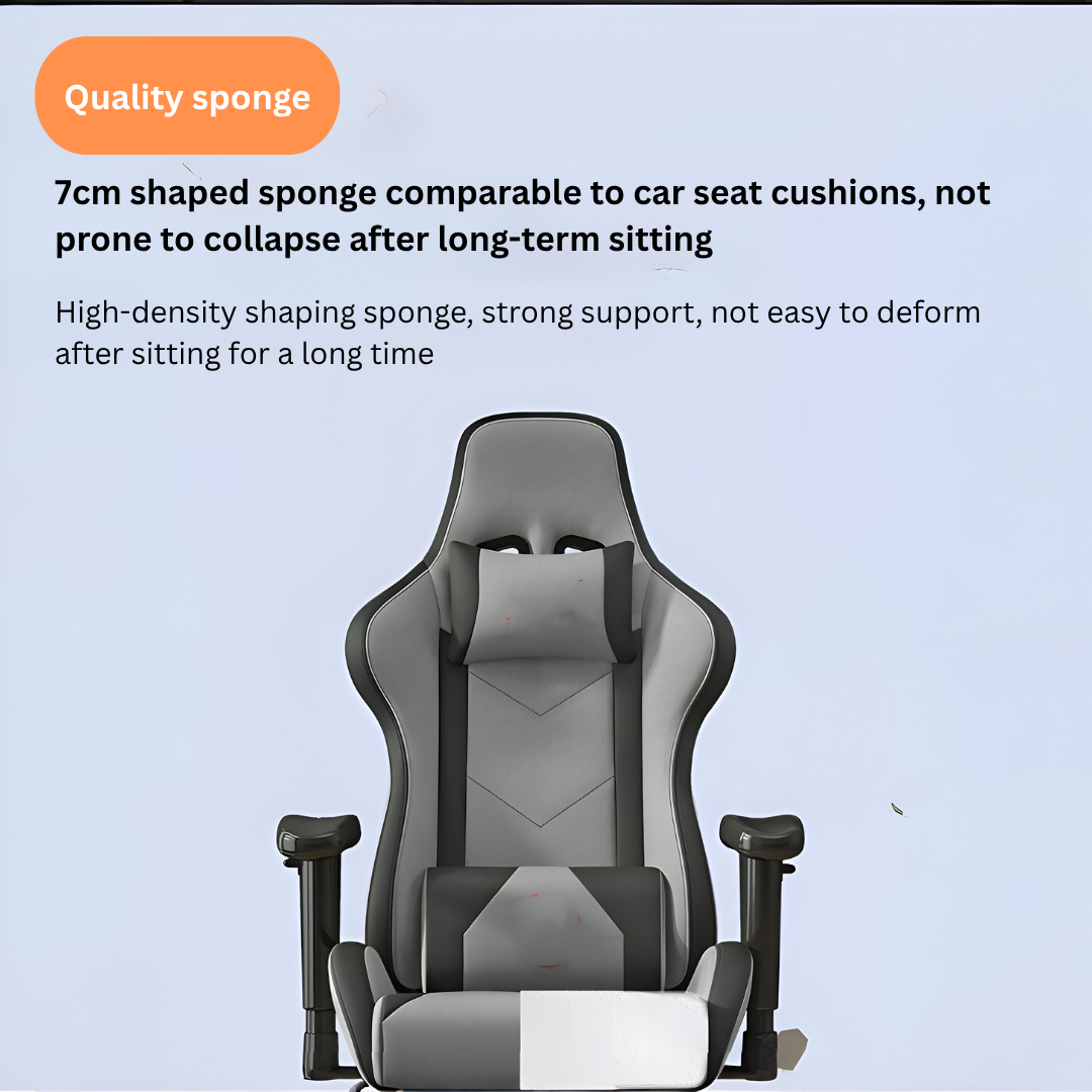 Gaming Chair with Adjustable Armrests & Lumbar Support (Black/Grey)