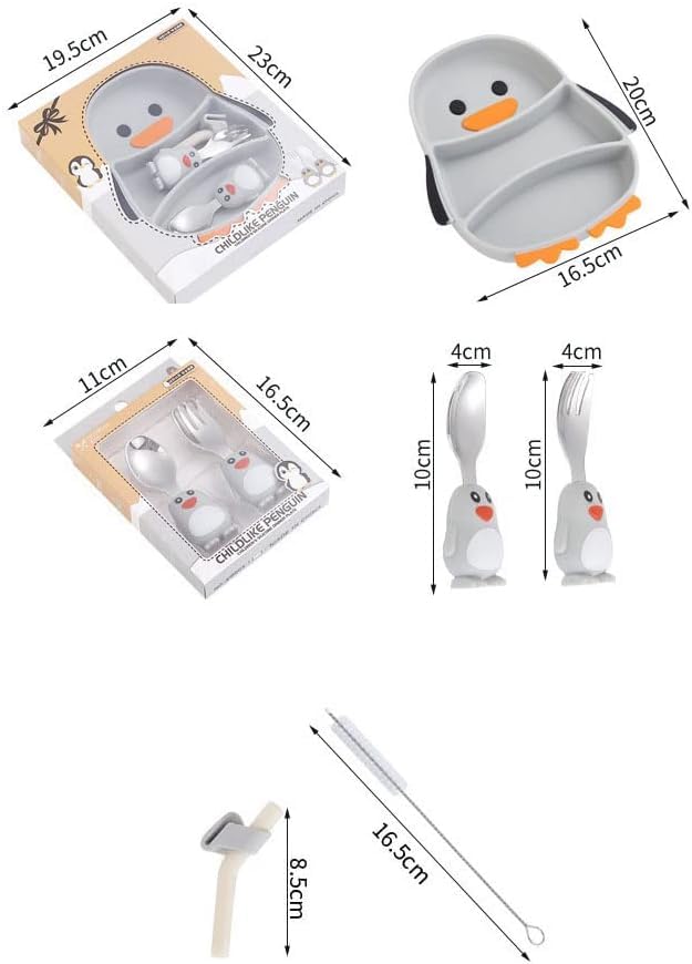 Creative Silicone Cartoon Suction Plate for Kids – Infant Tableware Set with Partitioned Design for Easy Feeding