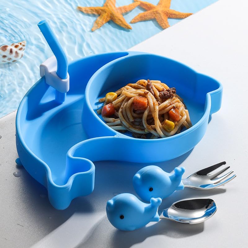 Creative Silicone Cartoon Suction Plate for Kids – Infant Tableware Set with Partitioned Design for Easy Feeding