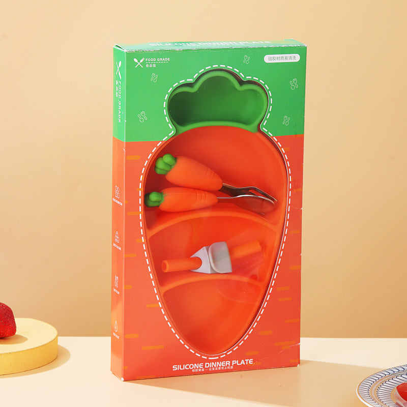 Creative Silicone Cartoon Suction Plate for Kids – Infant Tableware Set with Partitioned Design for Easy Feeding