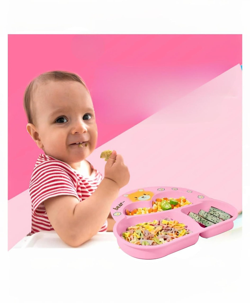 Cartoon Divided Plate Set for Kids – With Spoon, Fork & Chopsticks