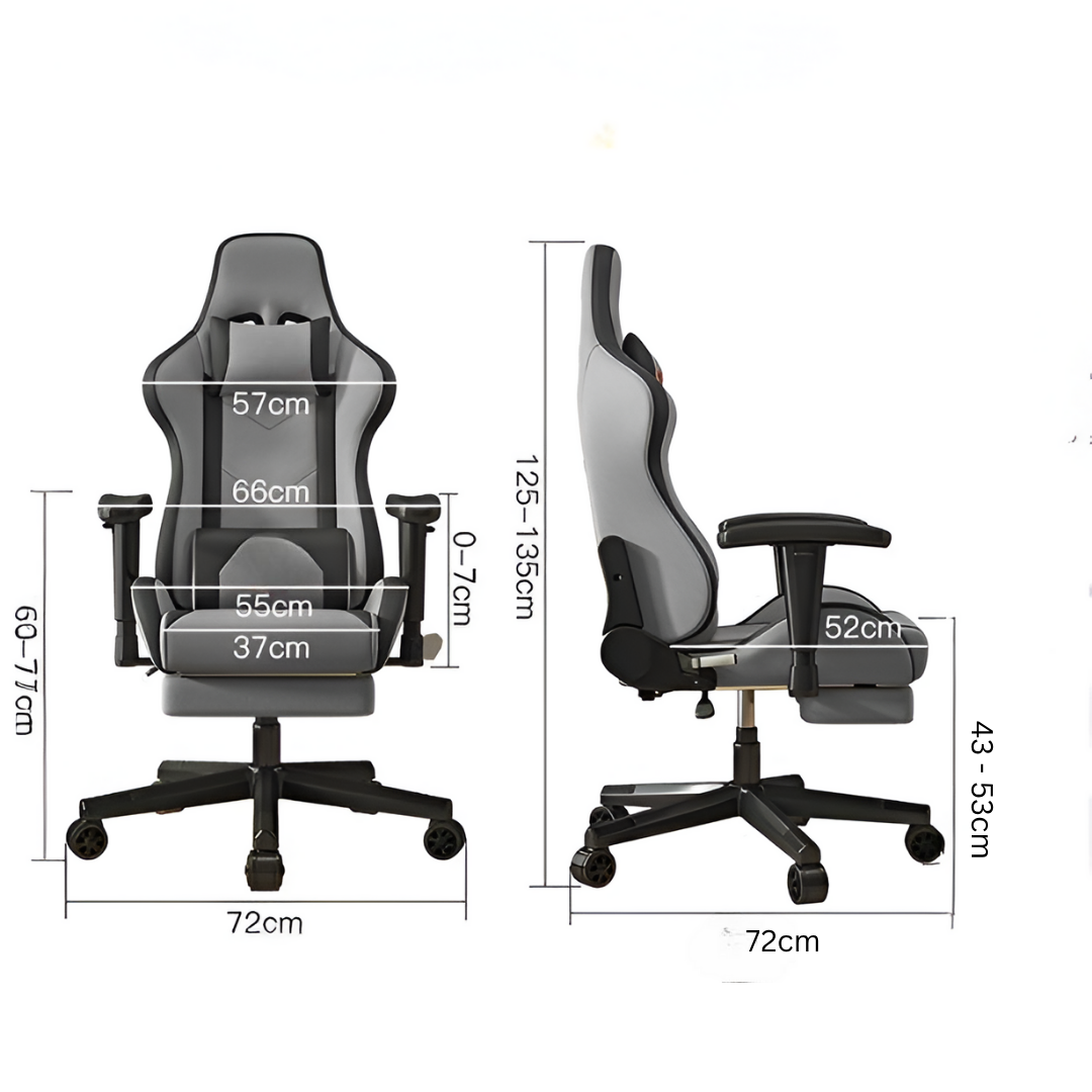 Gaming Chair with Adjustable Armrests & Lumbar Support (Black/Grey)