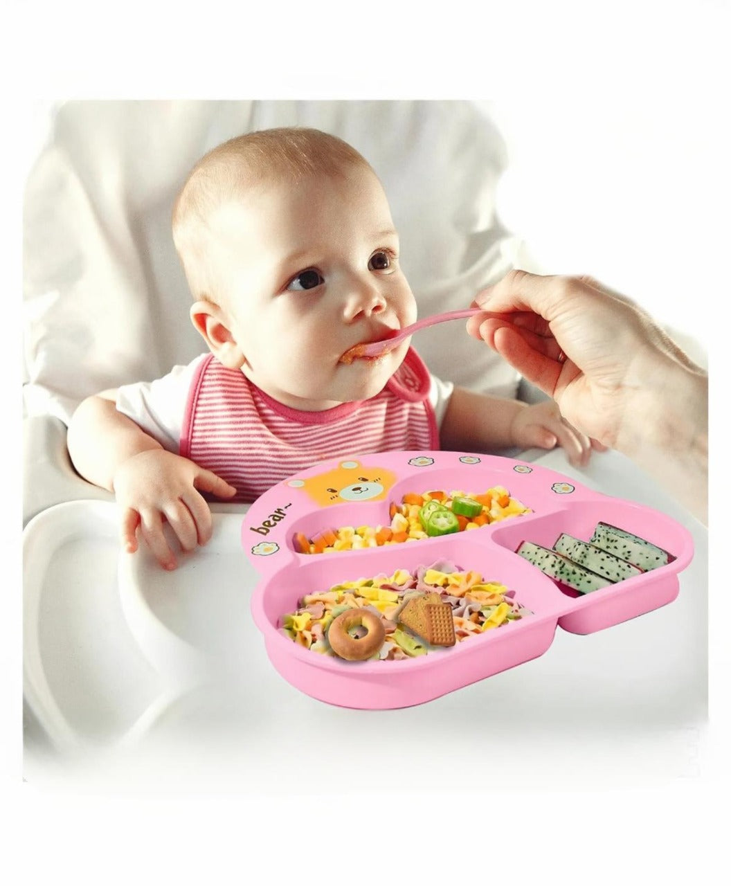 Cartoon Divided Plate Set for Kids – With Spoon, Fork & Chopsticks