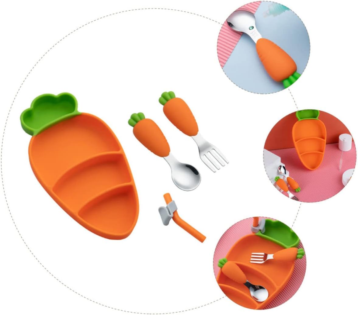 Creative Silicone Cartoon Suction Plate for Kids – Infant Tableware Set with Partitioned Design for Easy Feeding