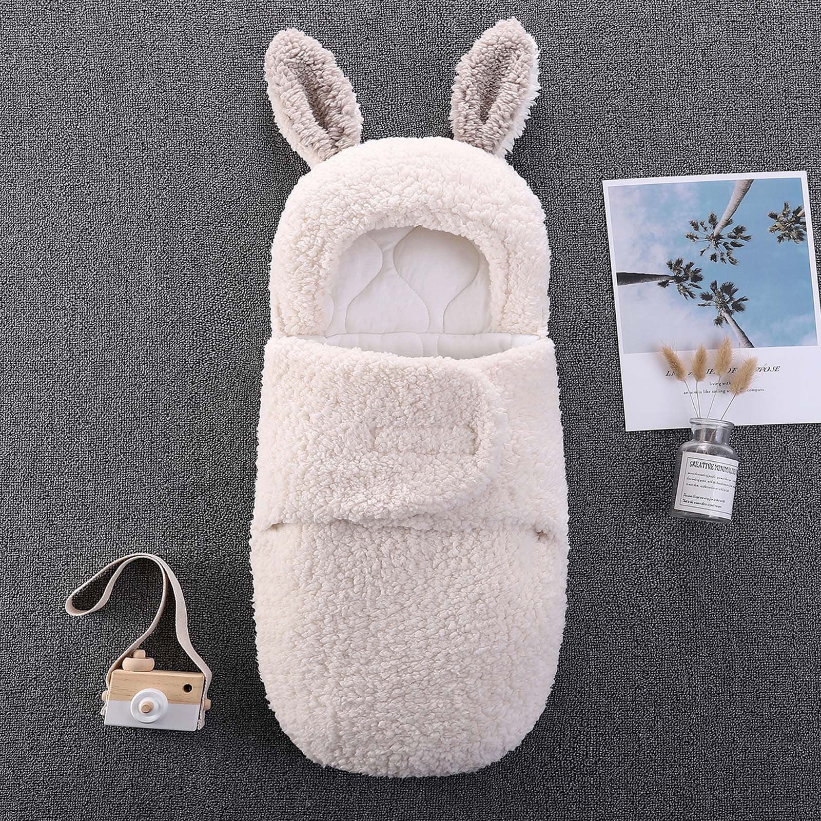 Cozy winter swaddle blanket, thick baby sleeping bag for newborns white