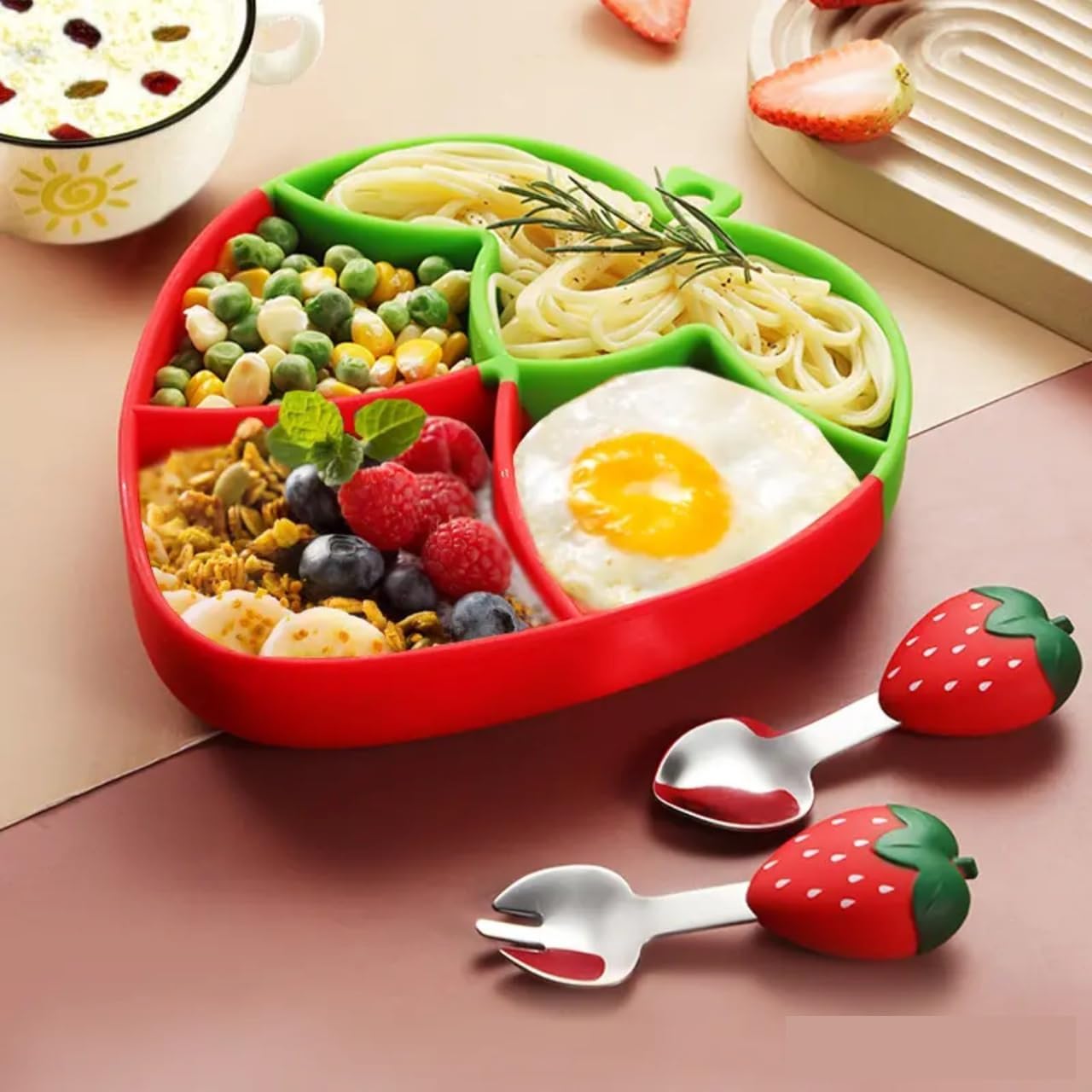 Creative Silicone Cartoon Suction Plate for Kids – Infant Tableware Set with Partitioned Design for Easy Feeding