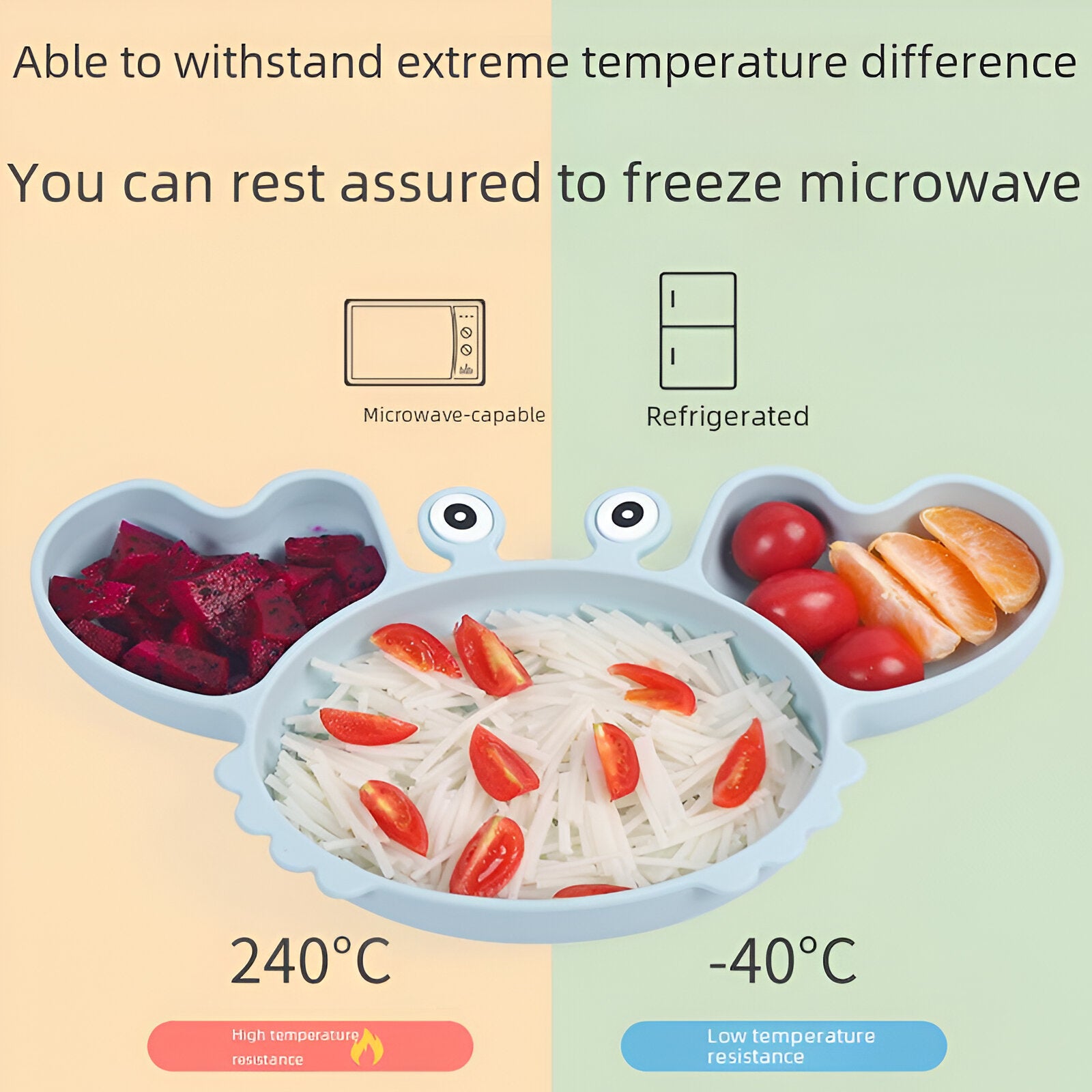 Crab Cartoon Silicone Suction Plate Set for Babies & Toddlers (Pink)