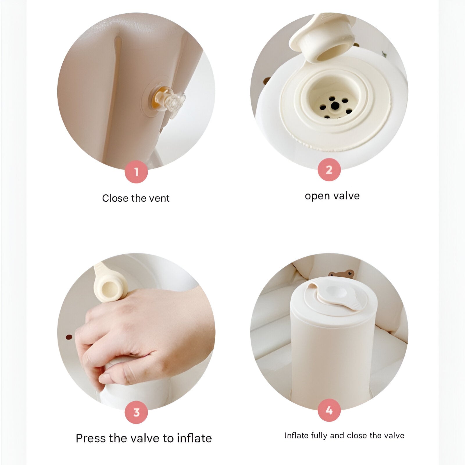 Baby Inflatable Baby Bathtub with Backrest – Bear Design