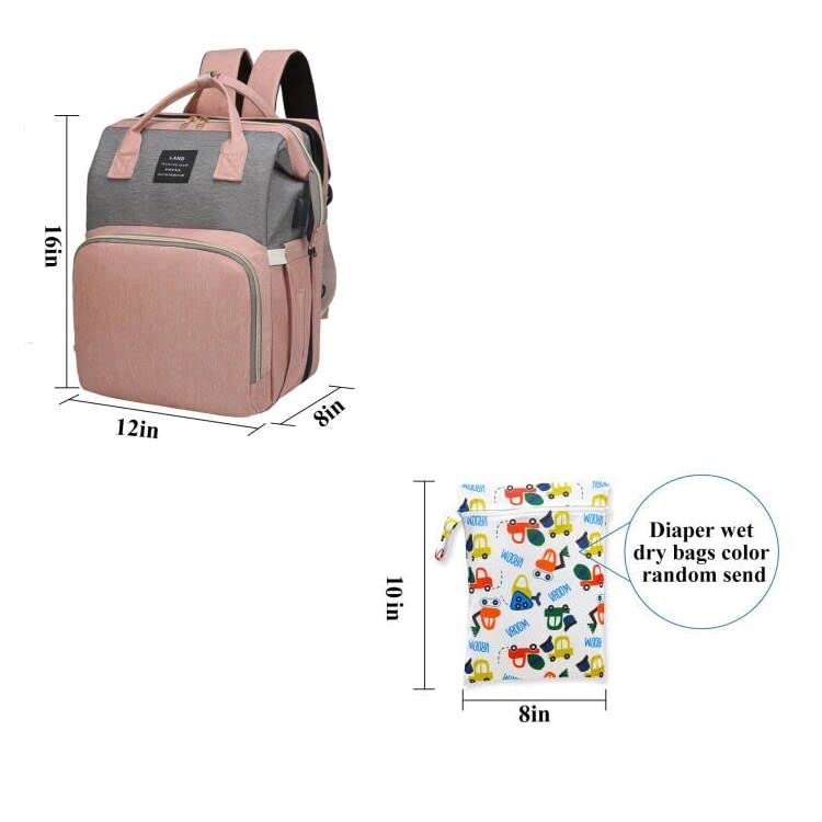 Multifunctional Baby Bag with Folding Bed & Net
