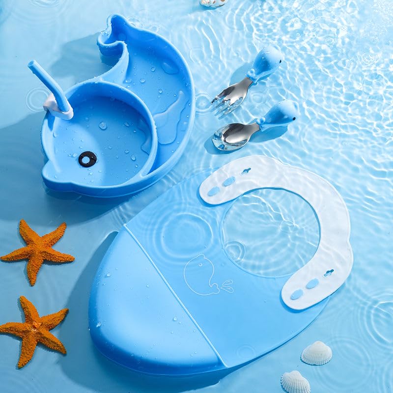 Creative Silicone Cartoon Suction Plate for Kids – Infant Tableware Set with Partitioned Design for Easy Feeding