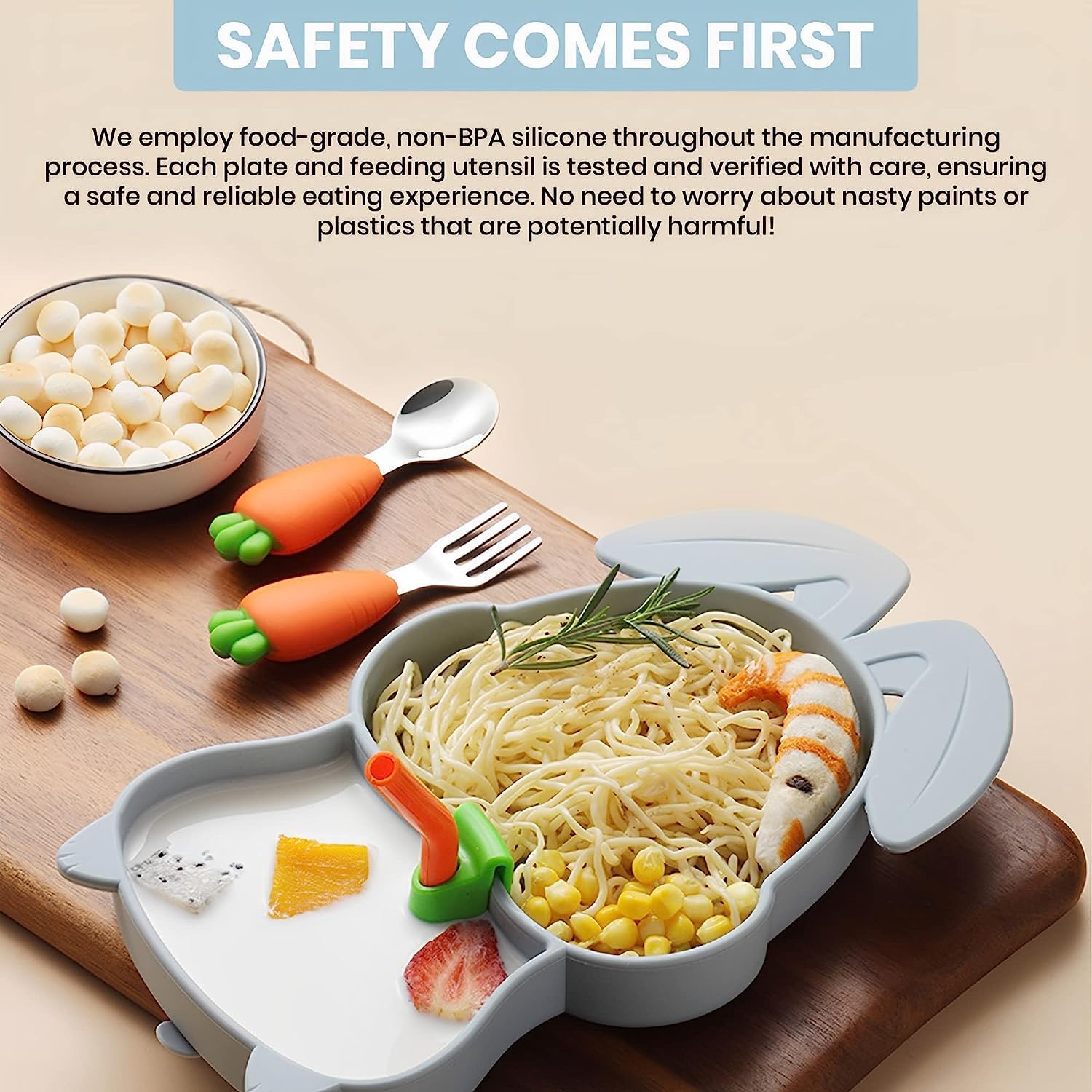 Creative Silicone Cartoon Suction Plate for Kids – Infant Tableware Set with Partitioned Design for Easy Feeding