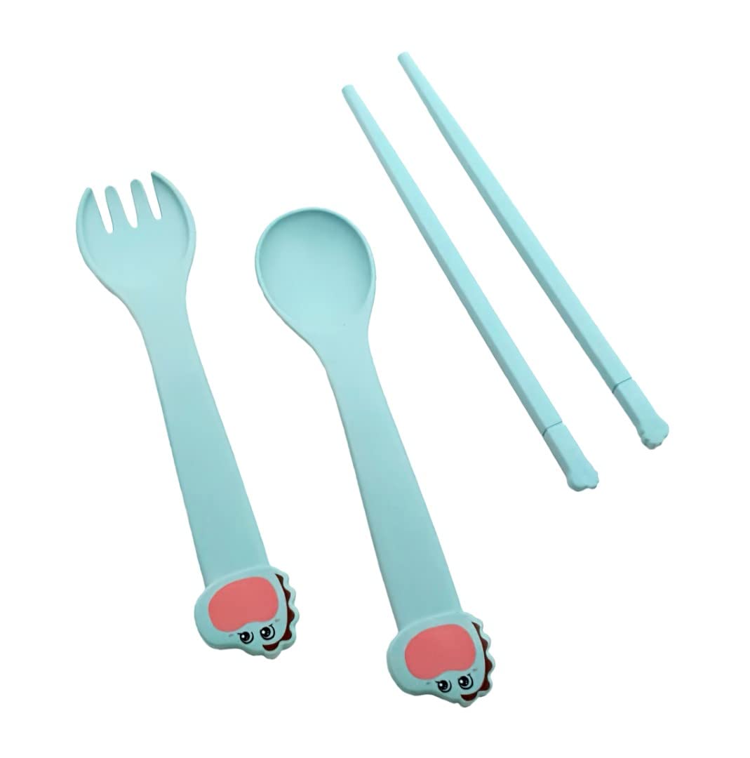 Cartoon Divided Plate Set for Kids – With Spoon, Fork & Chopsticks