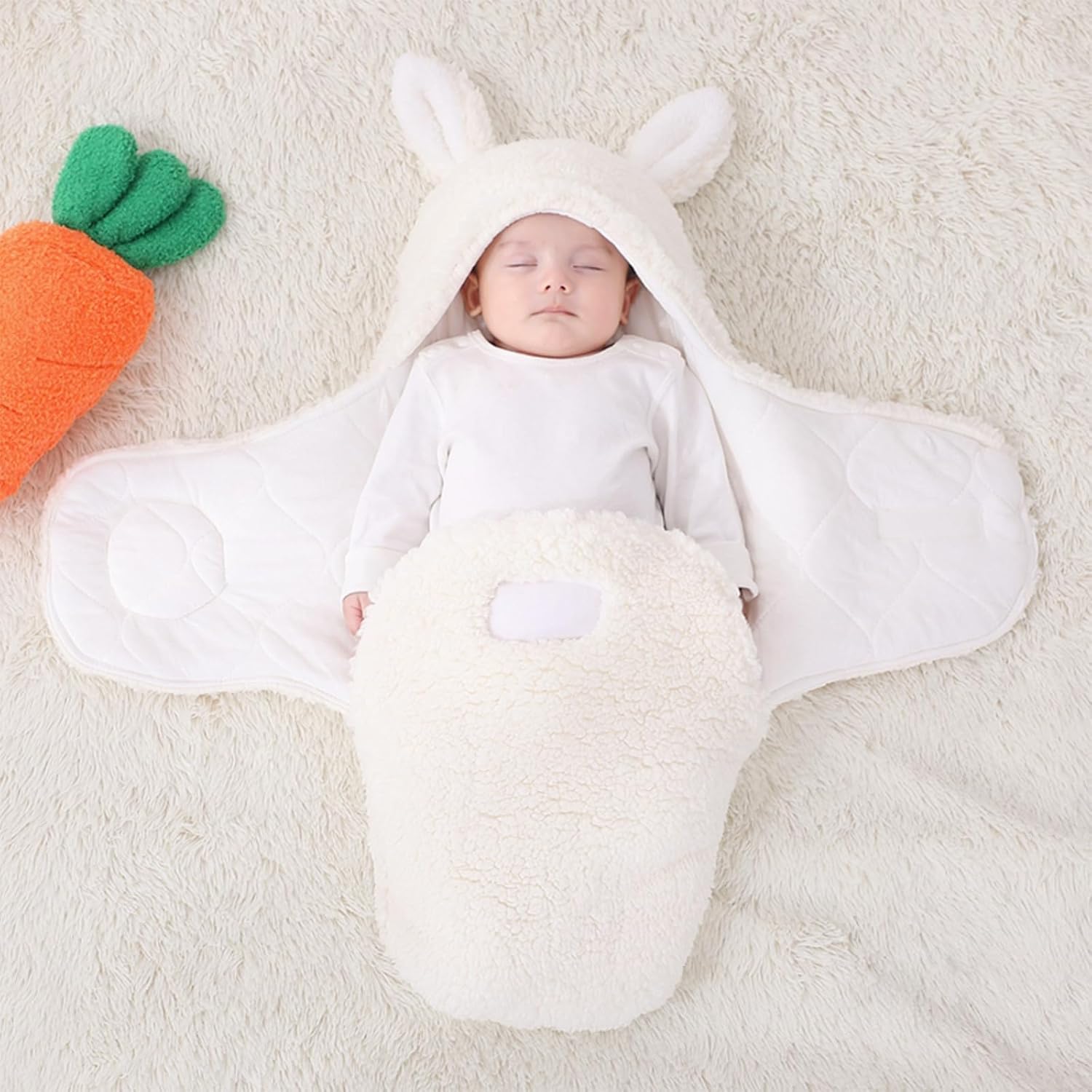 Cozy winter swaddle blanket, thick baby sleeping bag for newborns aged 0–6 months.
