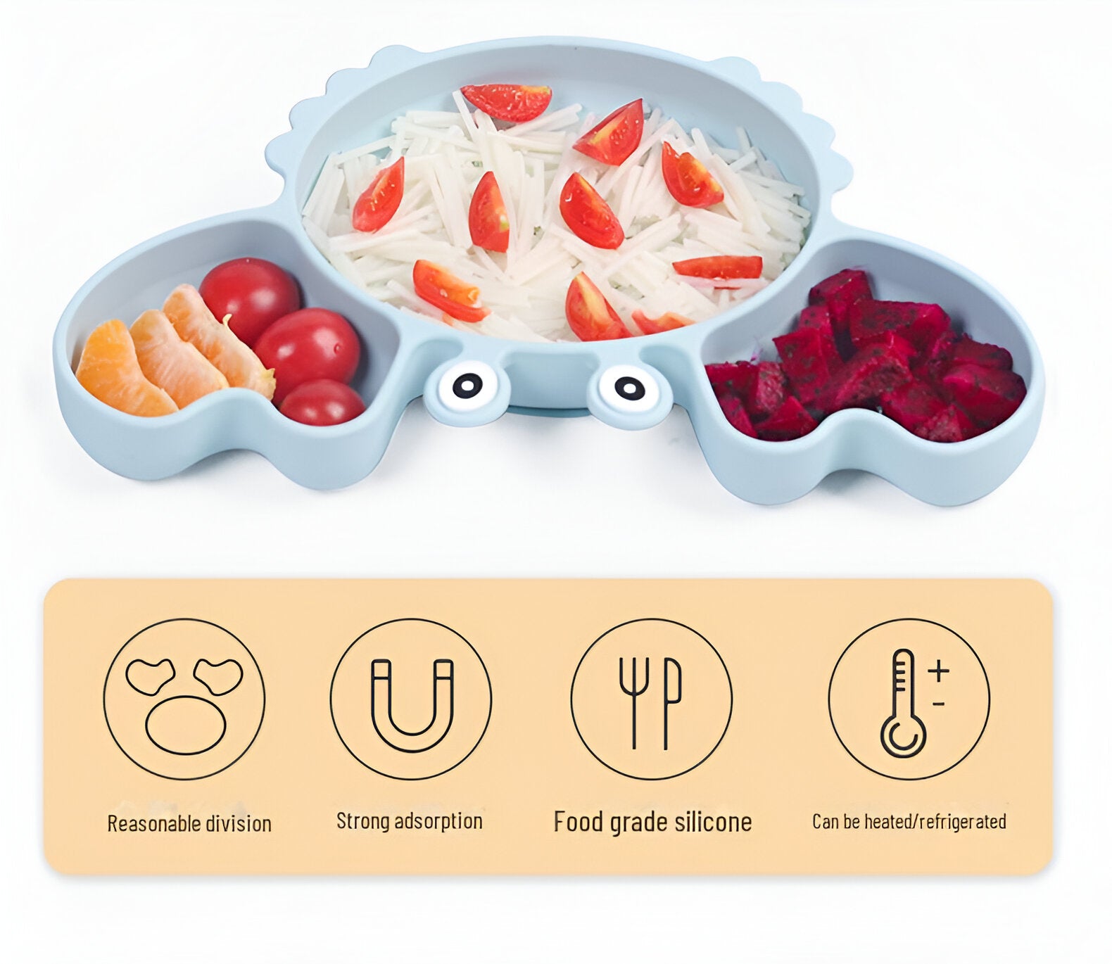 Crab Cartoon Silicone Suction Plate Set for Babies & Toddlers