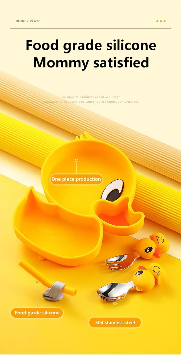 Creative Silicone Cartoon Suction Plate for Kids – Infant Tableware Set with Partitioned Design for Easy Feeding