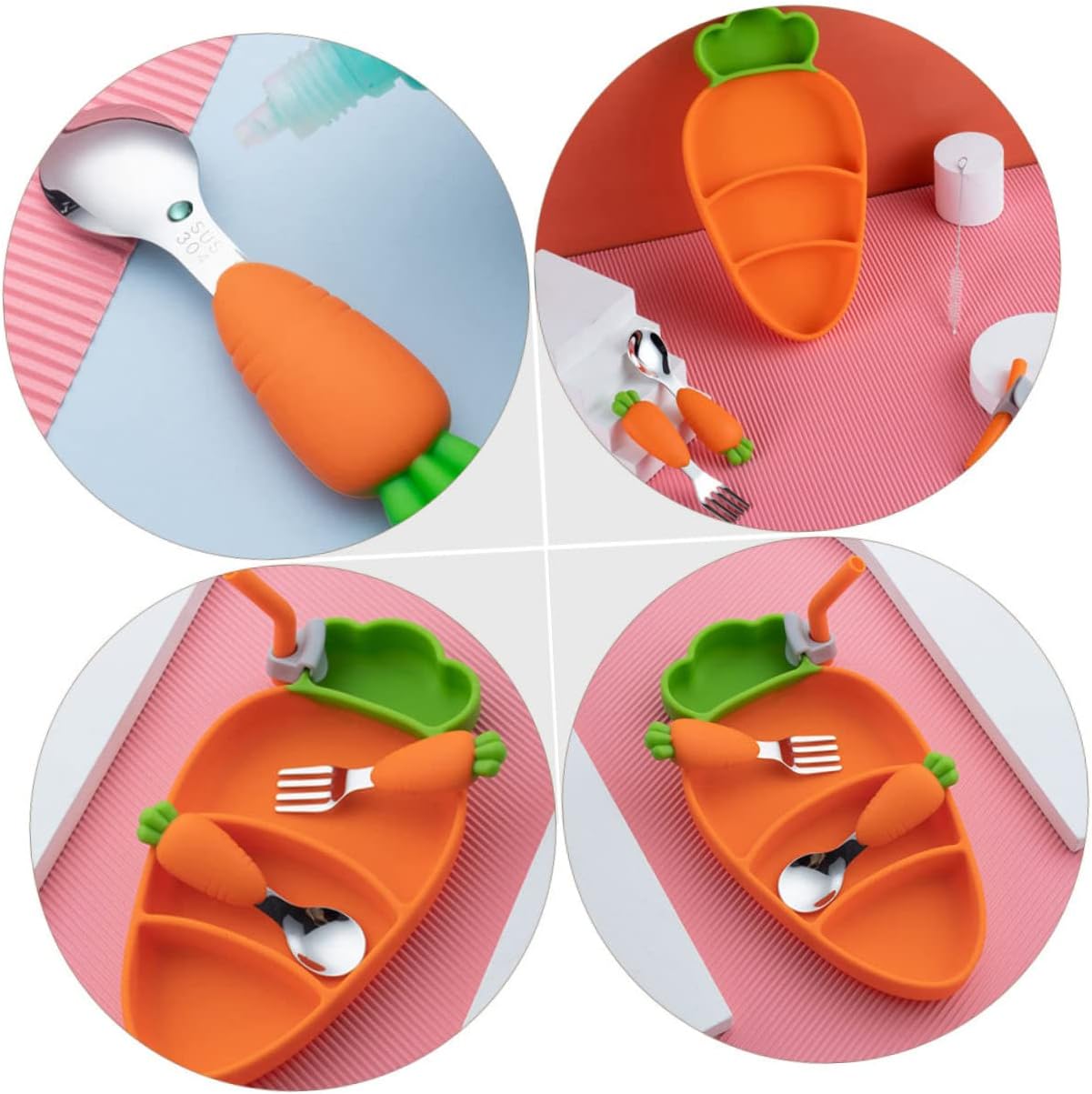 Creative Silicone Cartoon Suction Plate for Kids – Infant Tableware Set with Partitioned Design for Easy Feeding