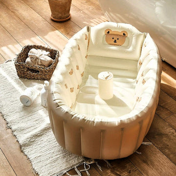 Baby Inflatable Baby Bathtub with Backrest – Bear Design