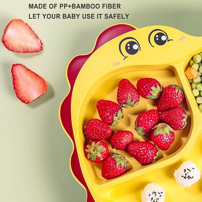 Cartoon Divided Plate Set for Kids – With Spoon, Fork & Chopsticks