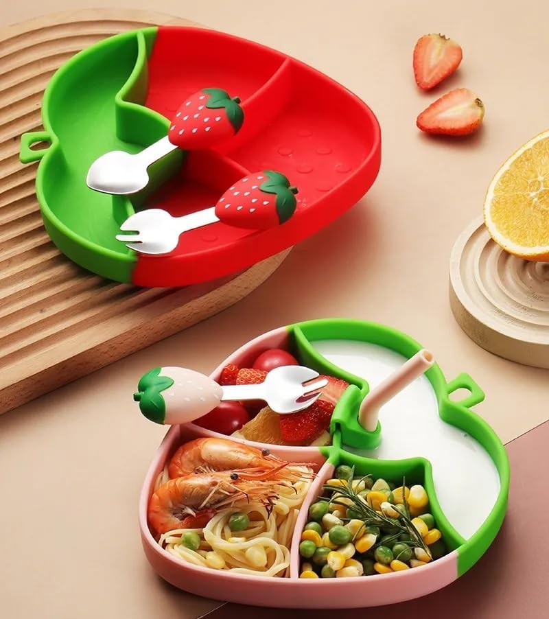 Strawberry  Silicone Plate for Kids – Fun, Safe, and Mess-Free Feeding