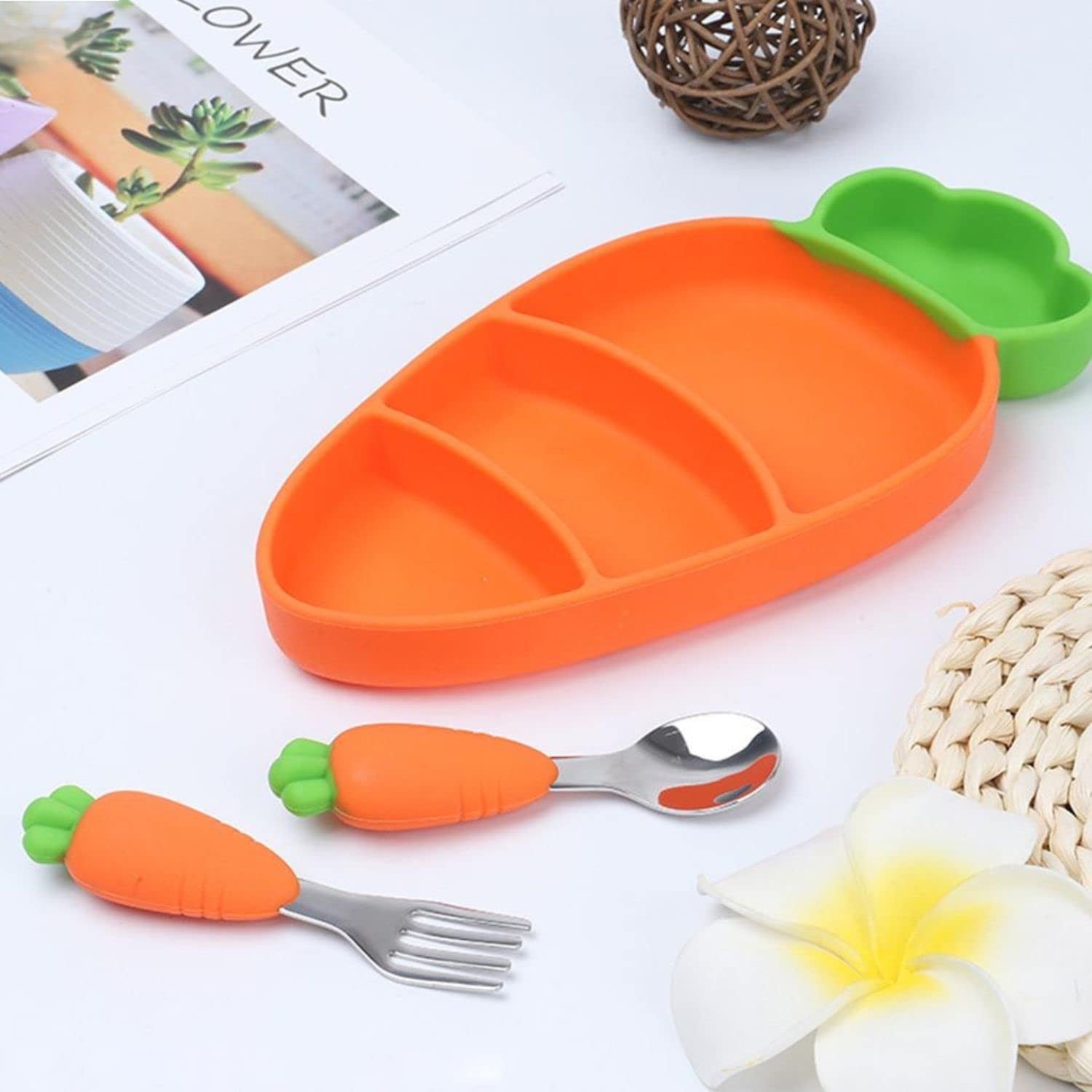 Carrot Silicone Plate for Kids – Fun, Safe, and Mess-Free Feeding