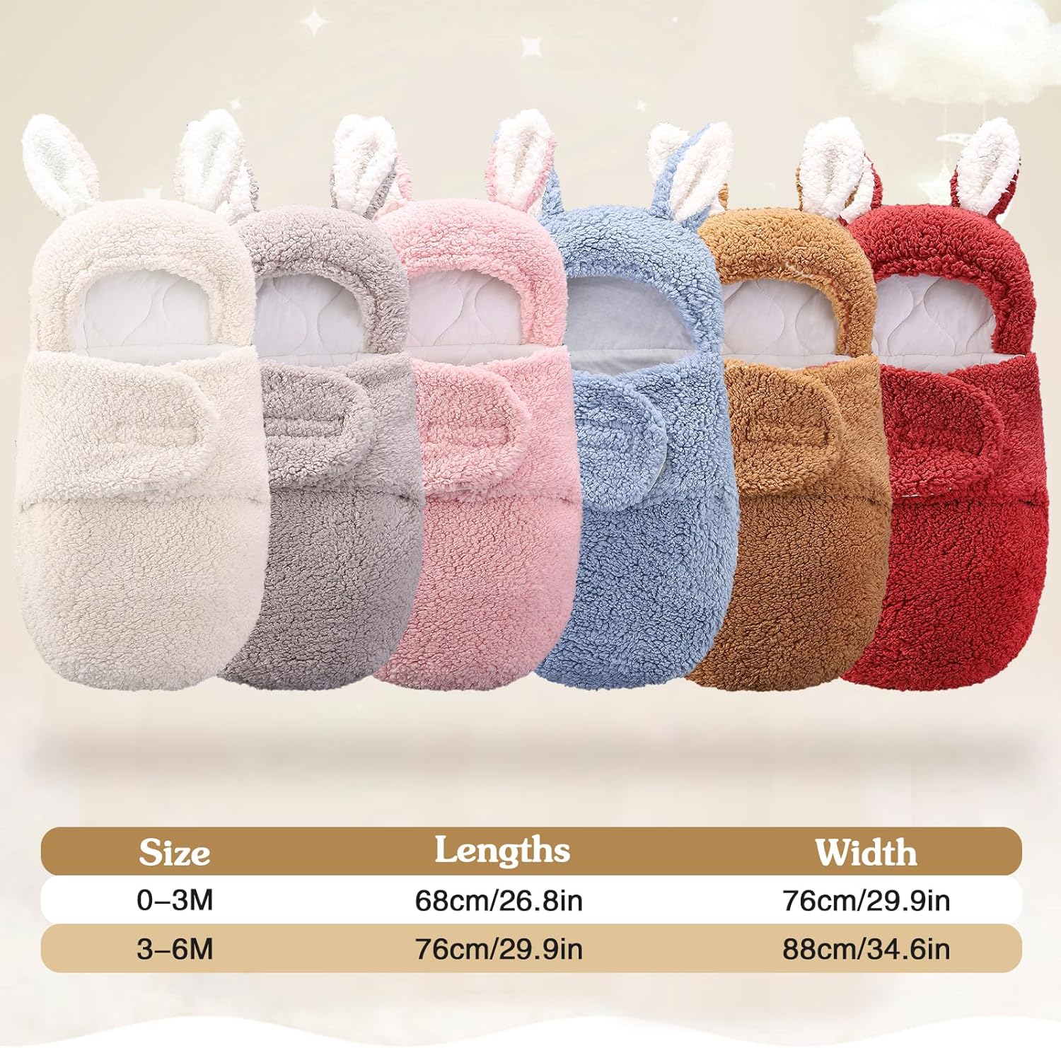 Cozy winter swaddle blanket, thick baby sleeping bag for newborns aged 0–6 months.