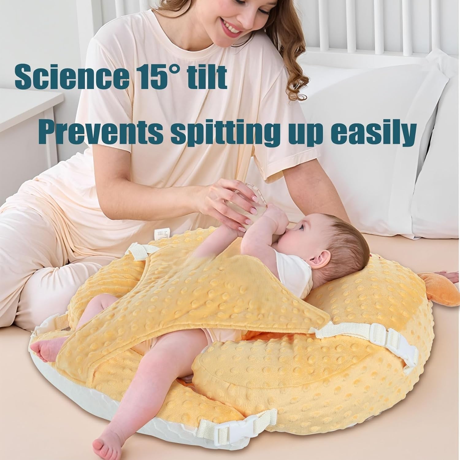 Newborn anti-spit-up pillow for safe feeding and sleep
