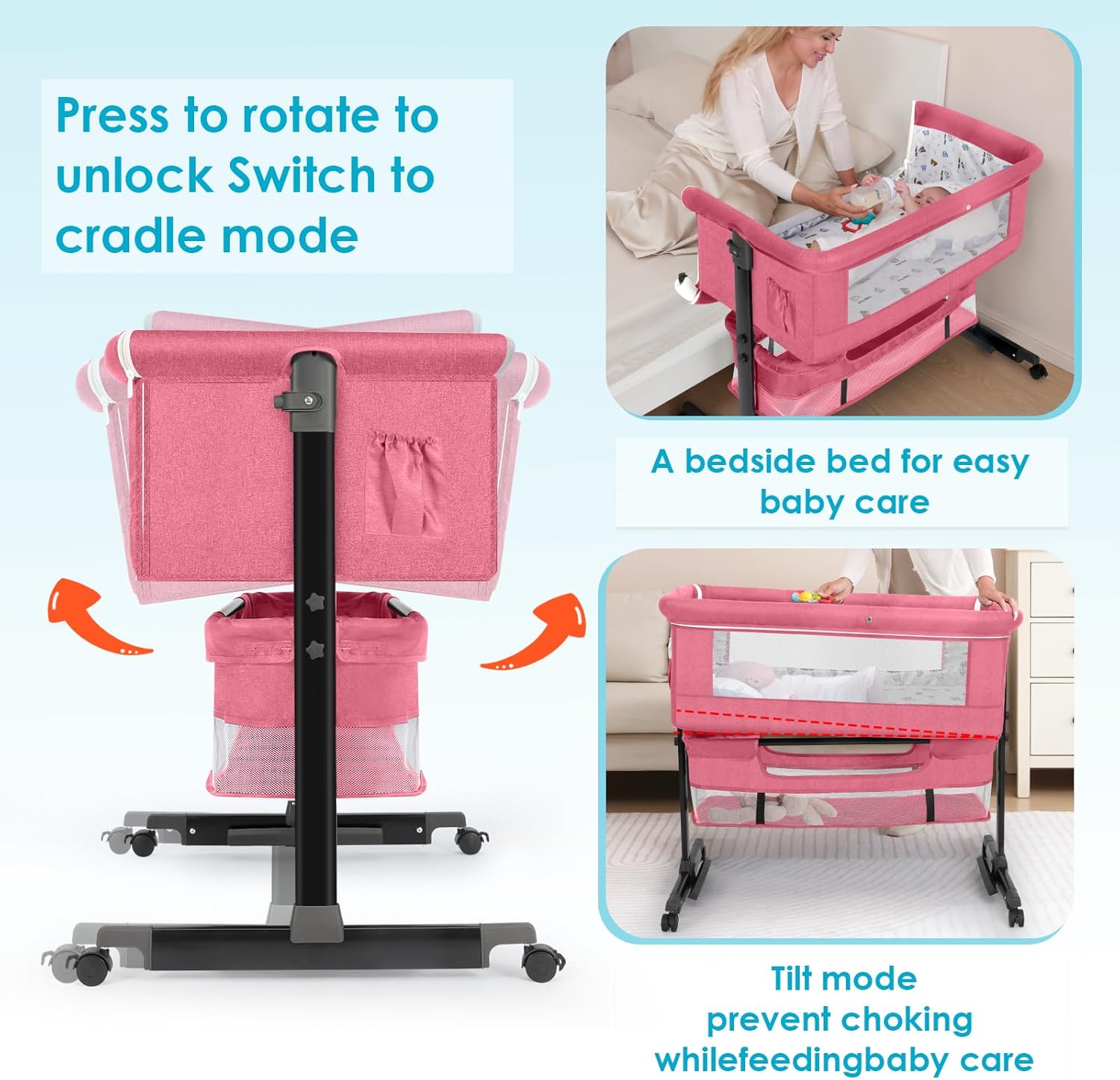 Portable & Foldable Baby Crib Bed – Multifunctional Movable Cradle Bed for Newborns