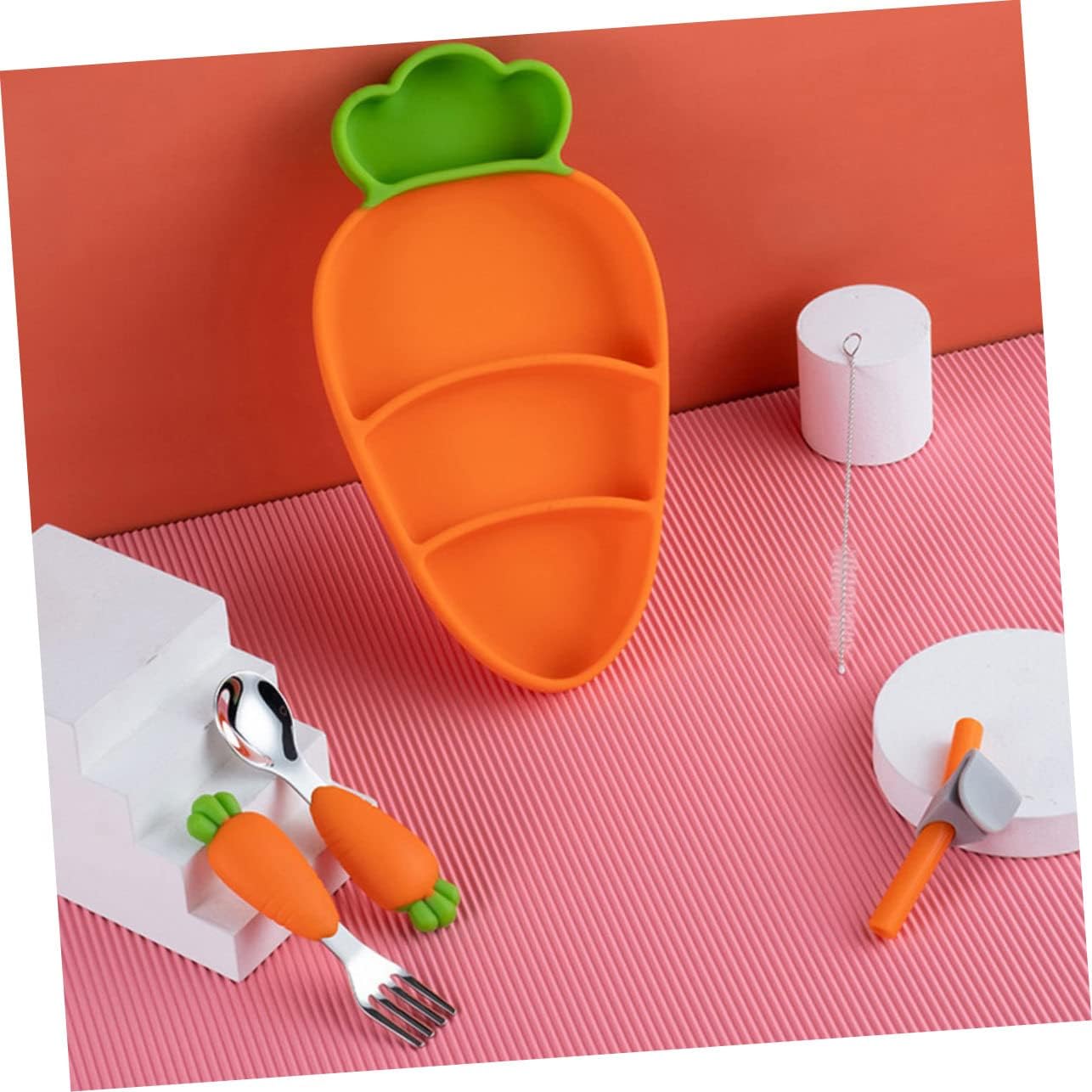 Creative Silicone Cartoon Suction Plate for Kids – Infant Tableware Set with Partitioned Design for Easy Feeding