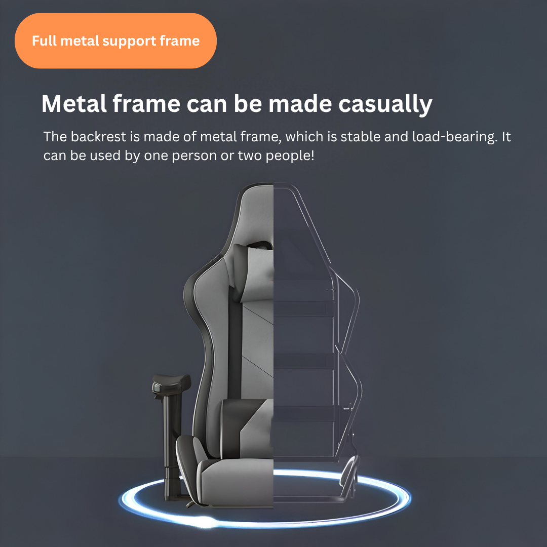 Gaming Chair with Adjustable Armrests & Lumbar Support (Black/Grey)