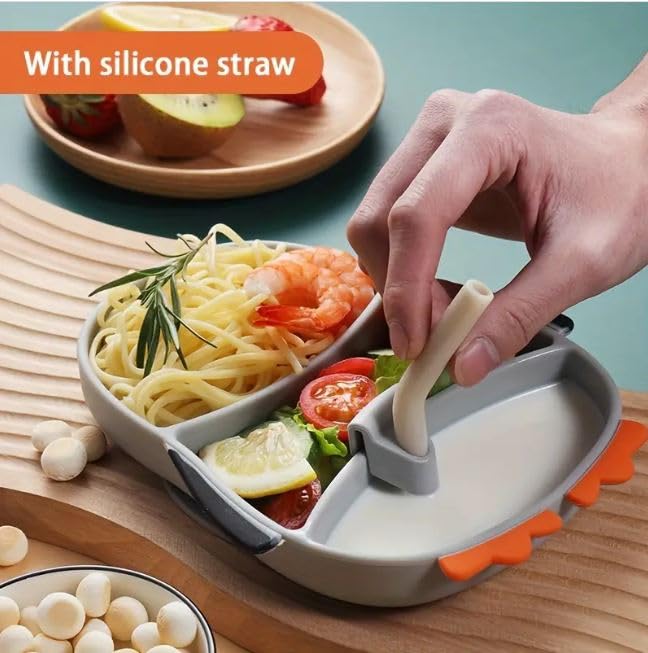 Creative Silicone Cartoon Suction Plate for Kids – Infant Tableware Set with Partitioned Design for Easy Feeding