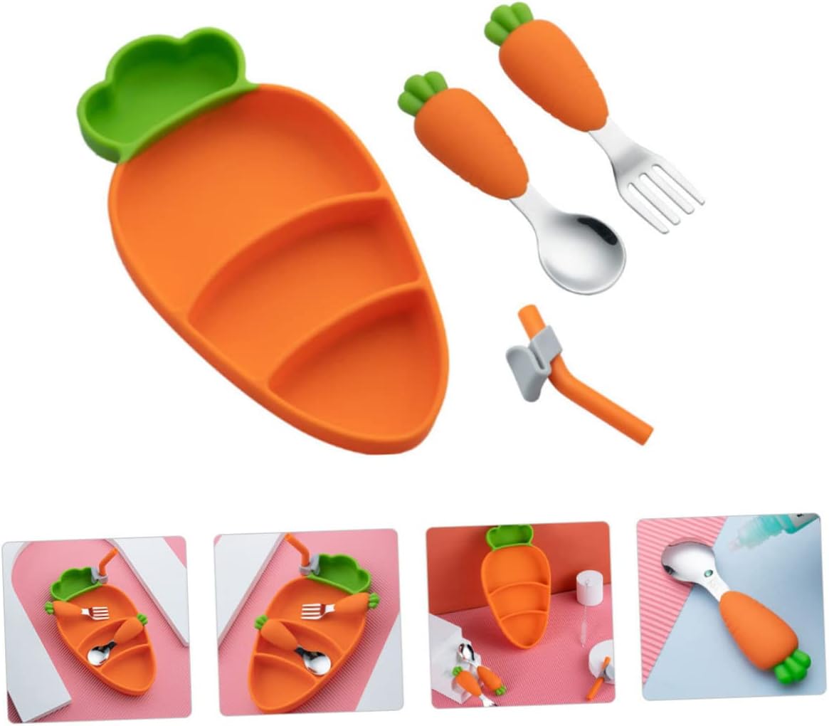 Creative Silicone Cartoon Suction Plate for Kids – Infant Tableware Set with Partitioned Design for Easy Feeding