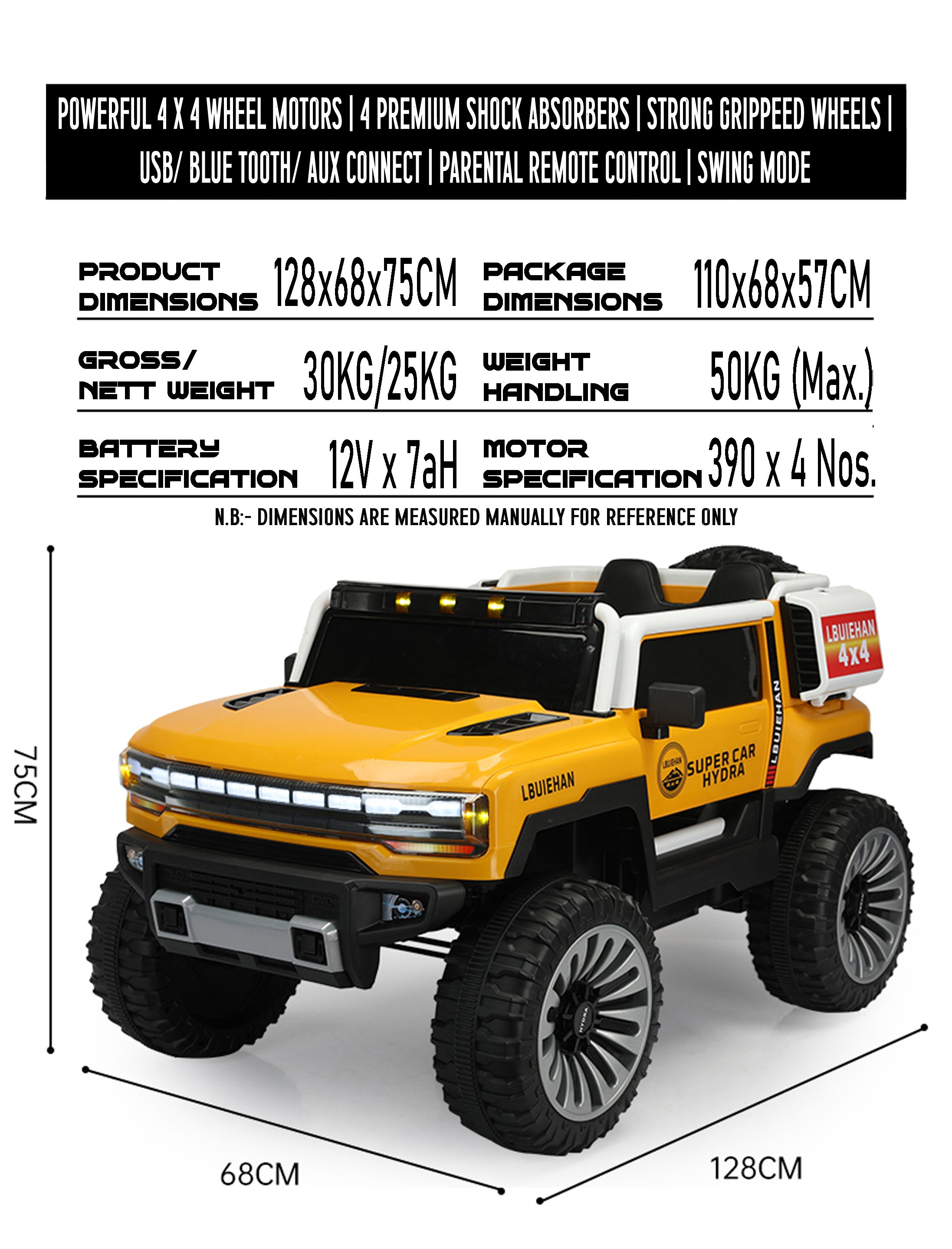 Cubbycoo Trailblazer V4 4x4 Battery Operated Jeep for Kids 2–8 Years