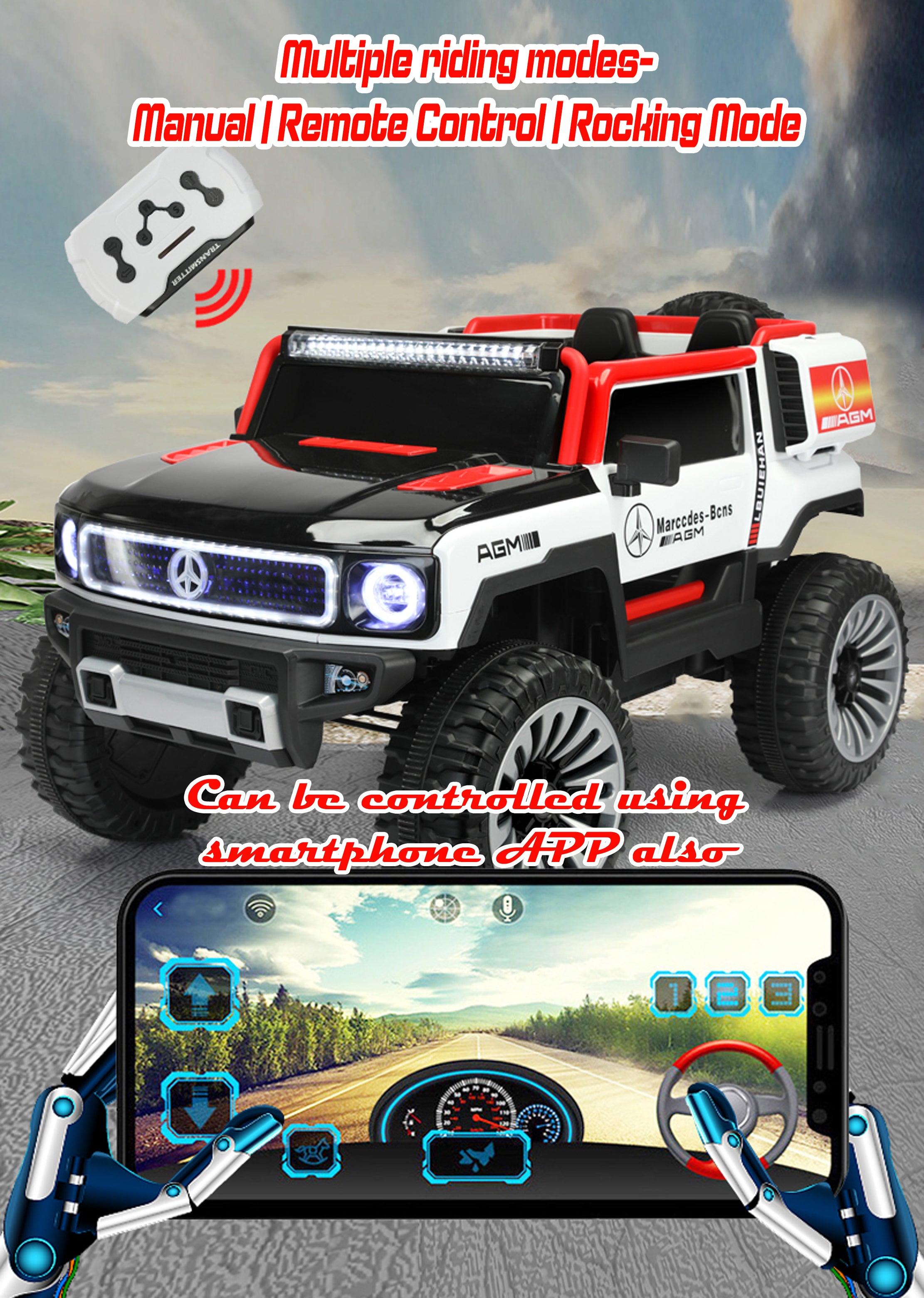 BenzCruze V8 Kids 4x4 Electric Ride-On Jeep For Boys & Girls 2–8 Yrs