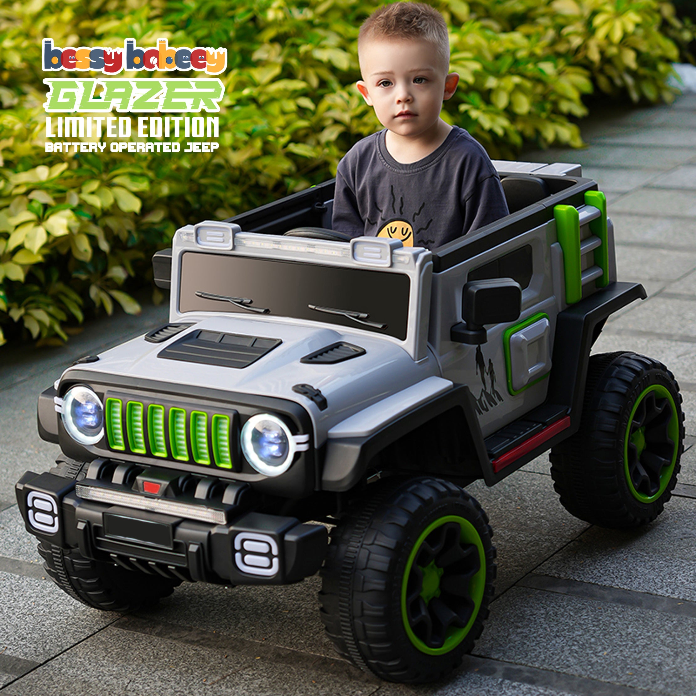 Cubbycoo Glazer Kids Electric Ride-On Jeep with Music for Kids 2 to 8 Years