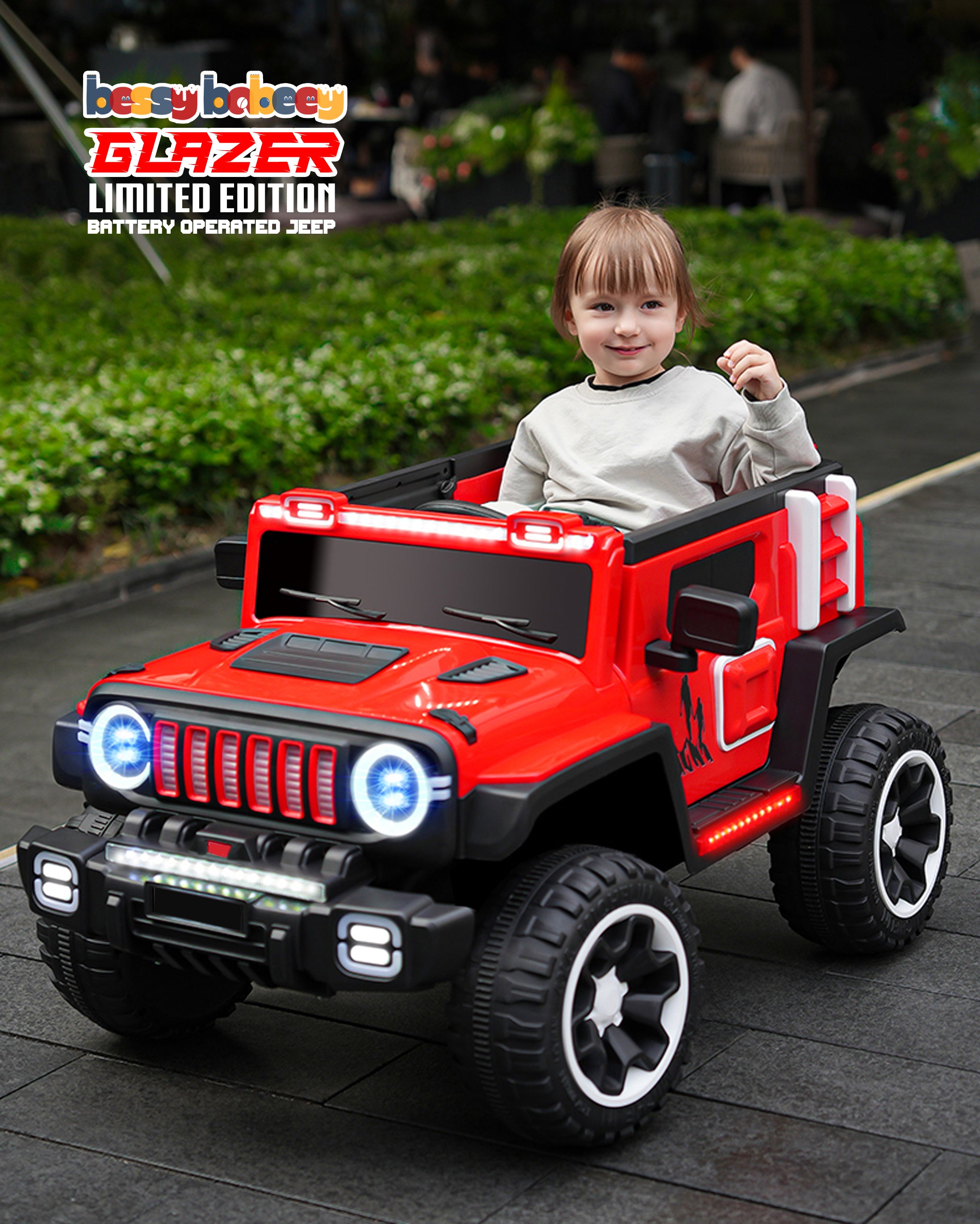 Cubbycoo Glazer Kids Electric Ride-On Jeep with Music for Kids 2 to 8 Years