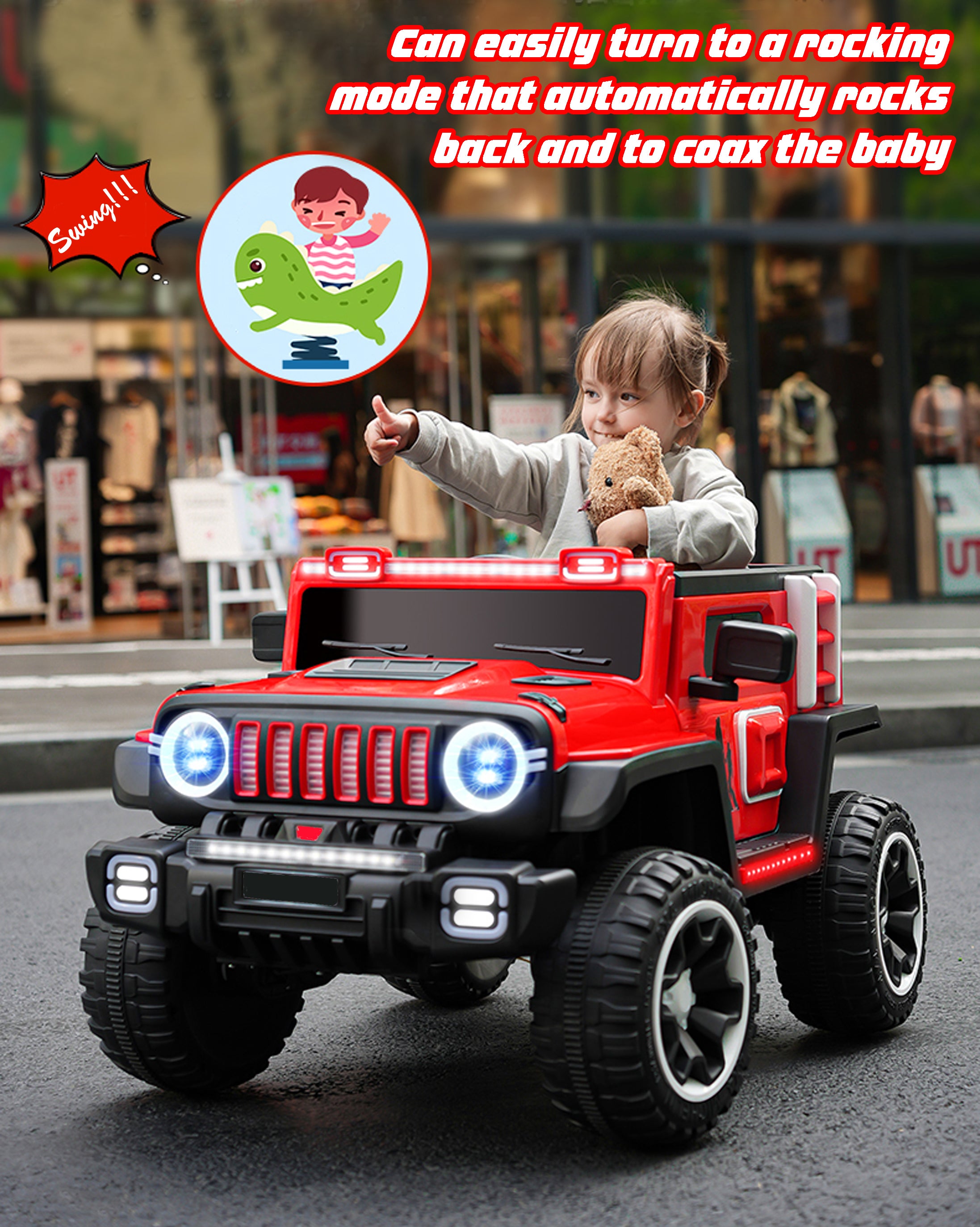 Cubbycoo Glazer Kids Electric Ride-On Jeep with Music for Kids 2 to 8 Years
