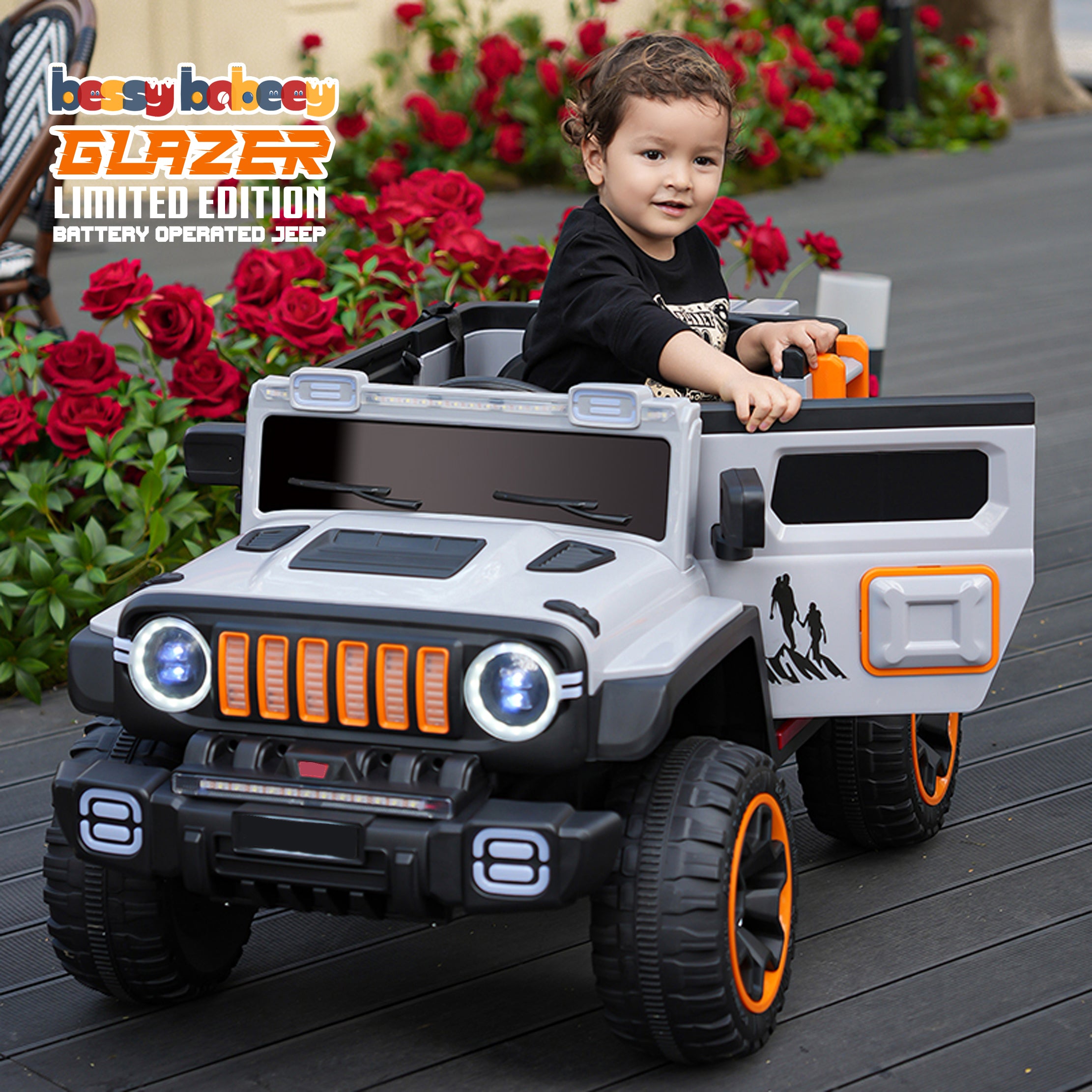 Cubbycoo Glazer Kids Electric Ride-On Jeep with Music for Kids 2 to 8 Years