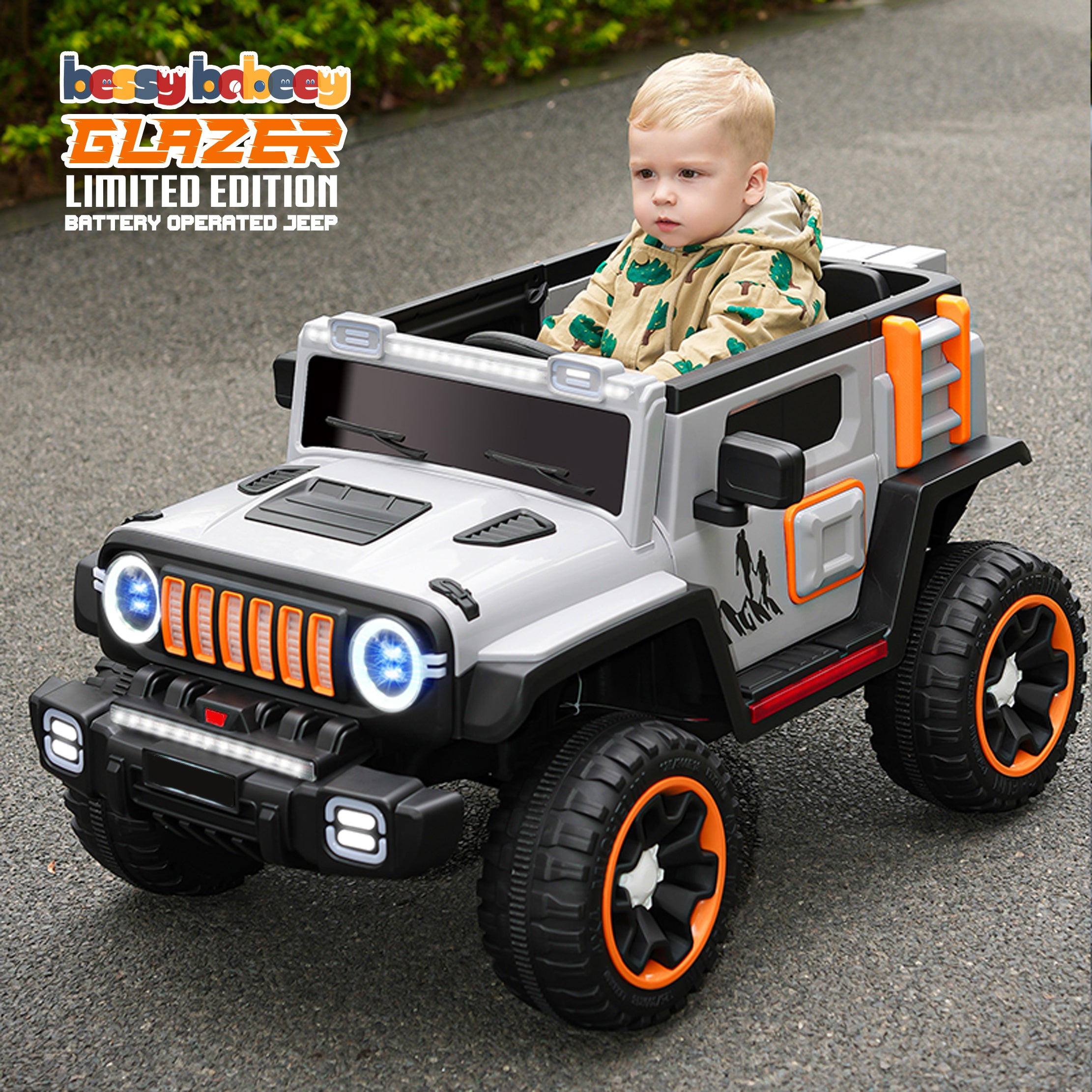 Cubbycoo Glazer Kids Electric Ride-On Jeep with Music for Kids 2 to 8 Years