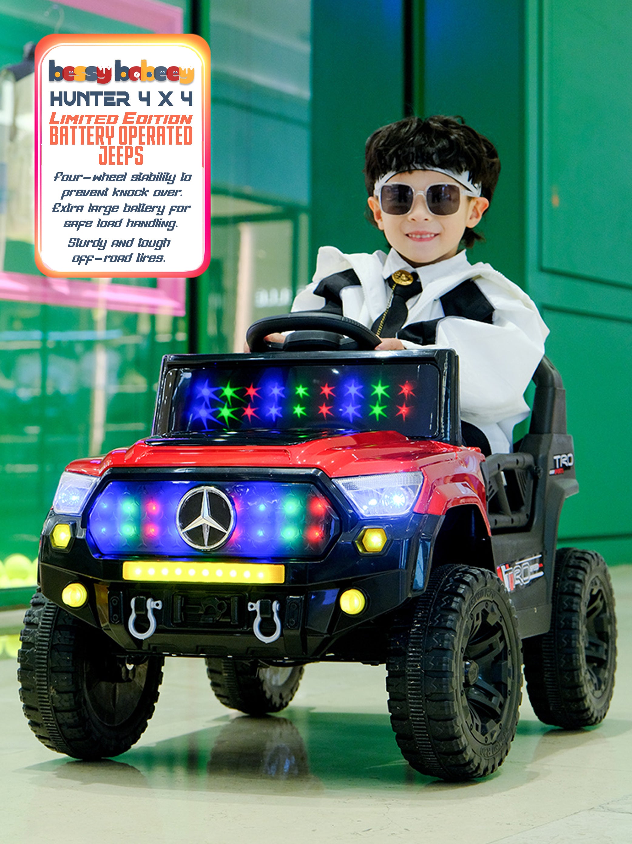 Cubbycoo Hunter 4x4 Battery Operated Jeep for Kids 2 to 6 Years Boys & Girls