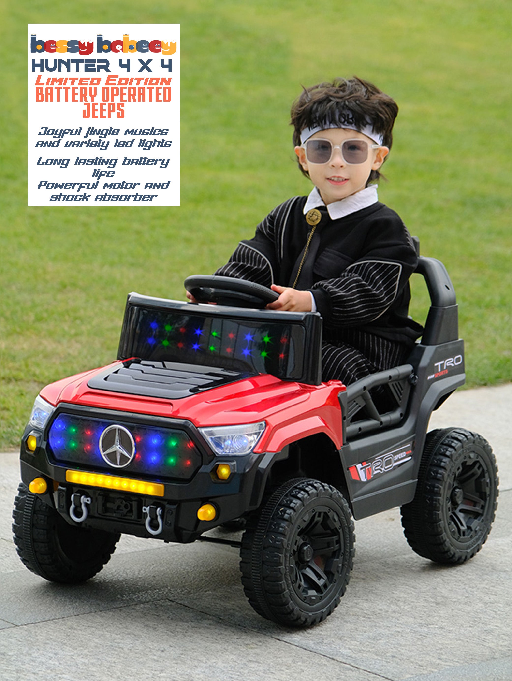 Cubbycoo Hunter 4x4 Battery Operated Jeep for Kids 2 to 6 Years Boys & Girls