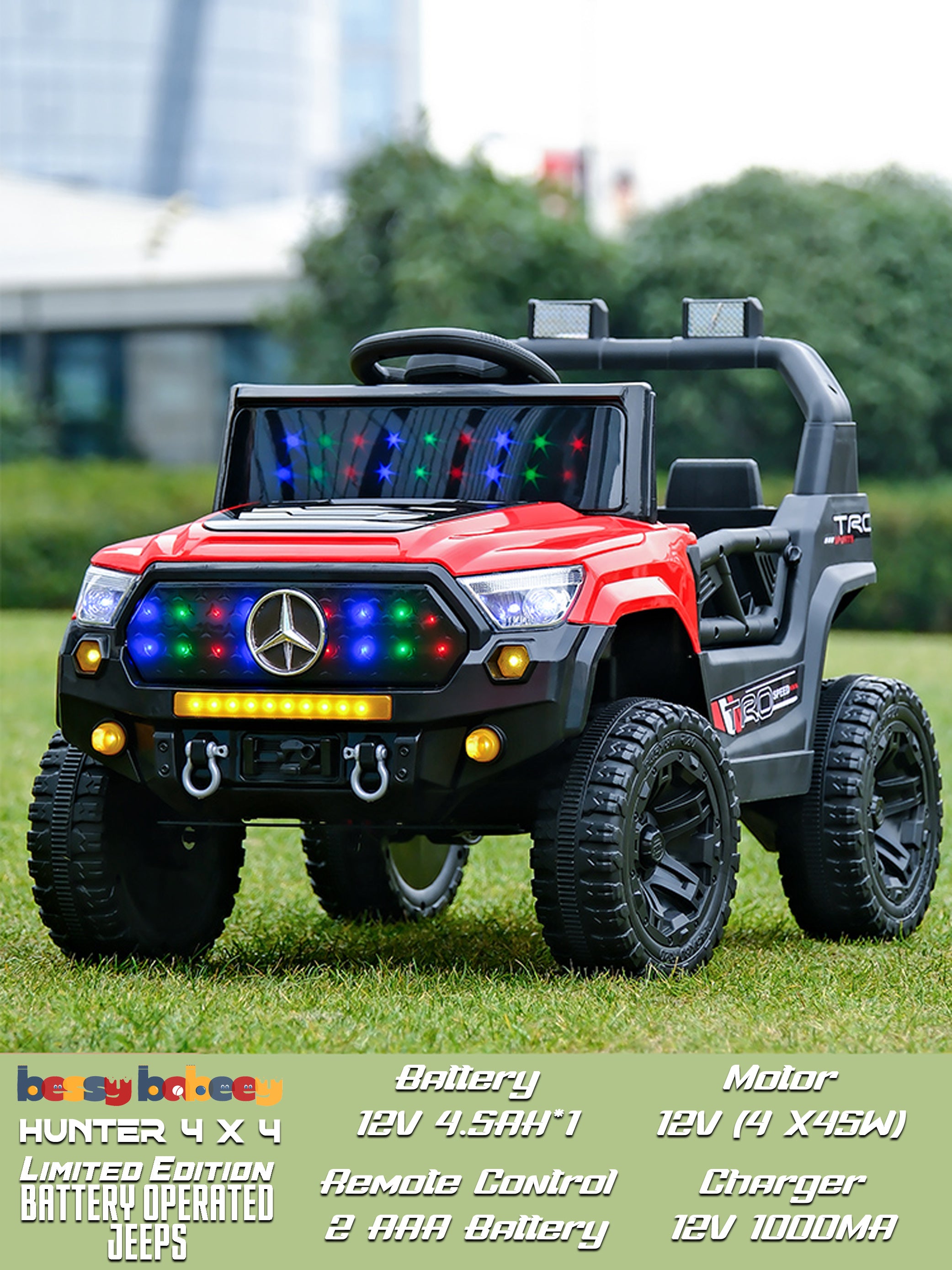 Cubbycoo Hunter 4x4 Battery Operated Jeep for Kids 2 to 6 Years Boys & Girls