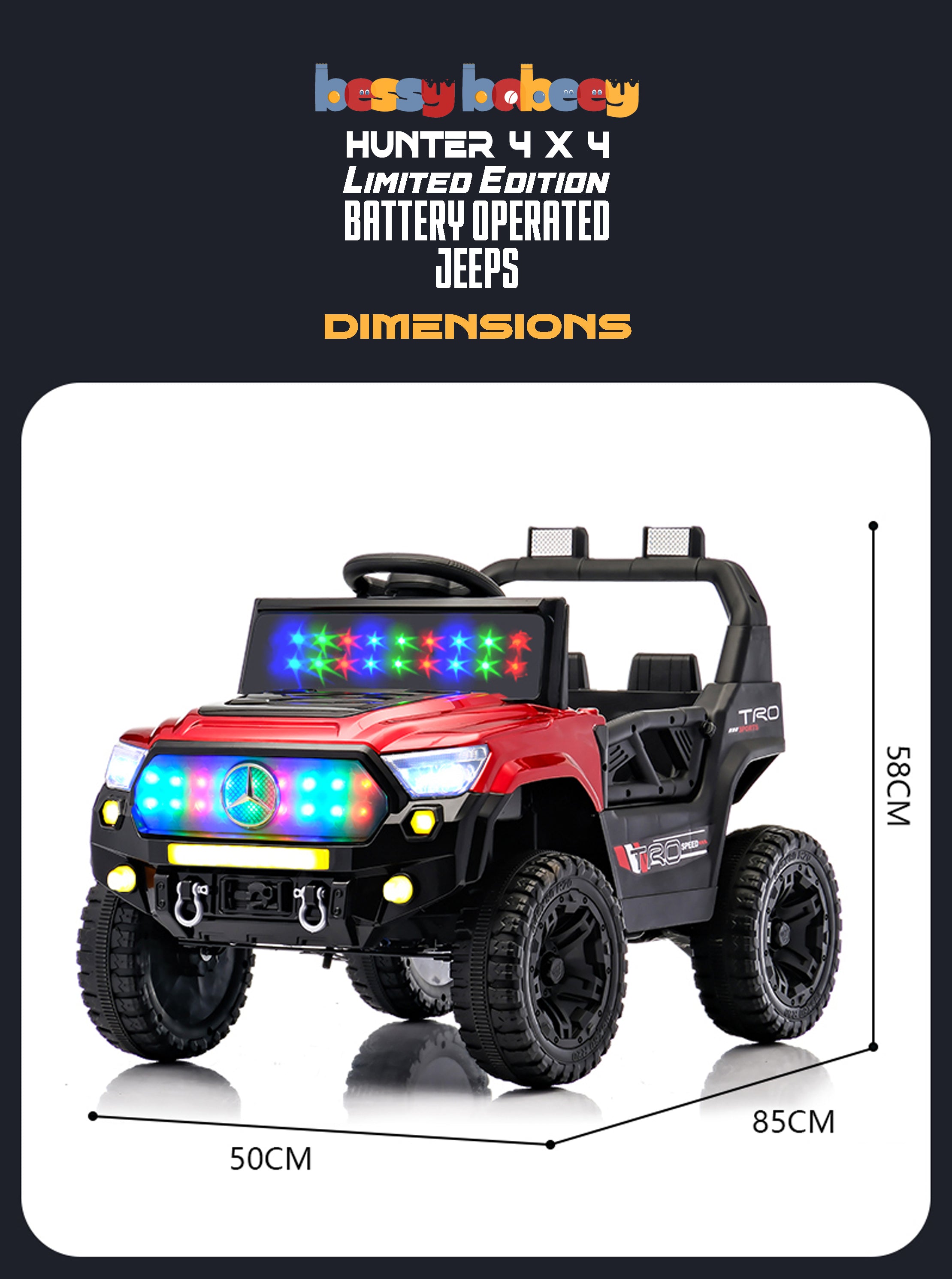 Cubbycoo Hunter 4x4 Battery Operated Jeep for Kids 2 to 6 Years Boys & Girls