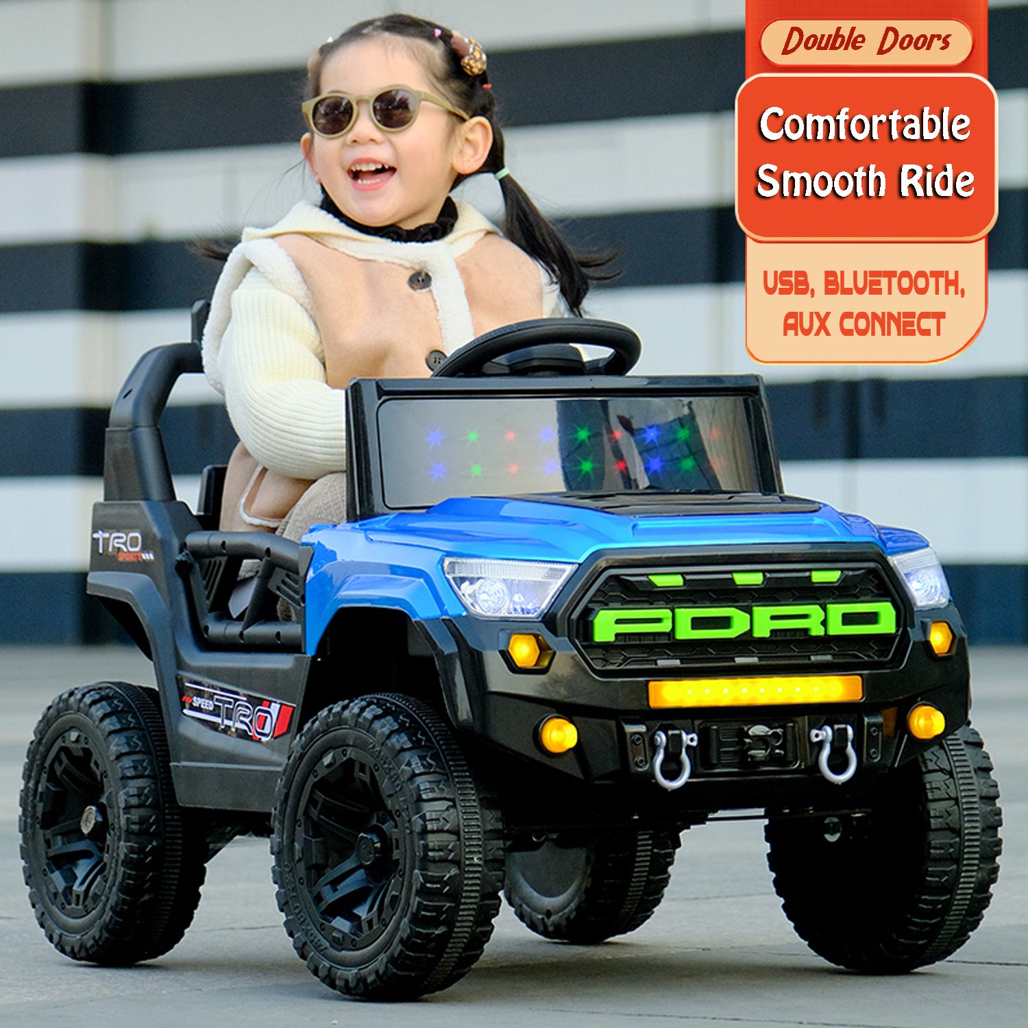 Cubbycoo ThunderChamp 4X Ride-On Electric Jeep for Kids Aged 2–6 Years For Boys & Girls