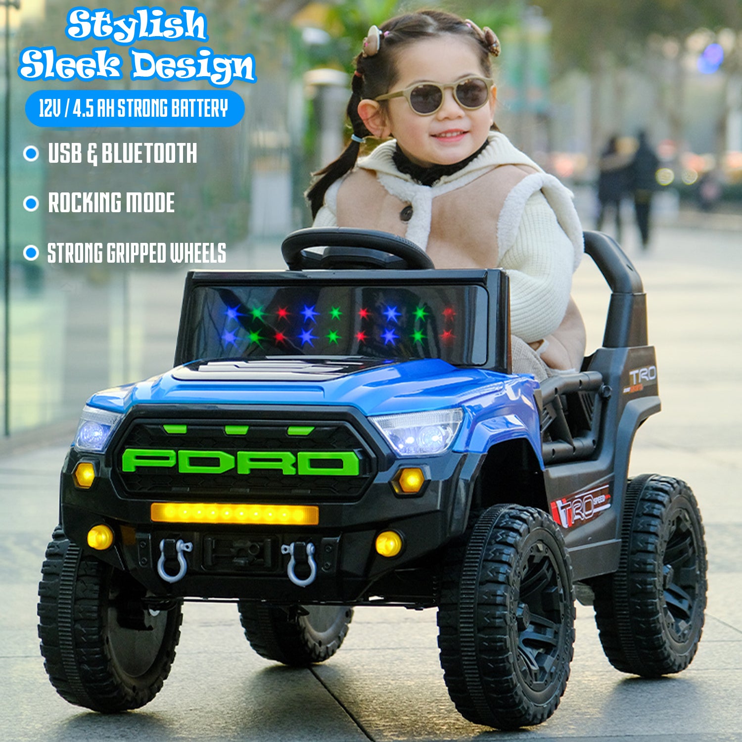 Cubbycoo ThunderChamp 4X Ride-On Electric Jeep for Kids Aged 2–6 Years For Boys & Girls