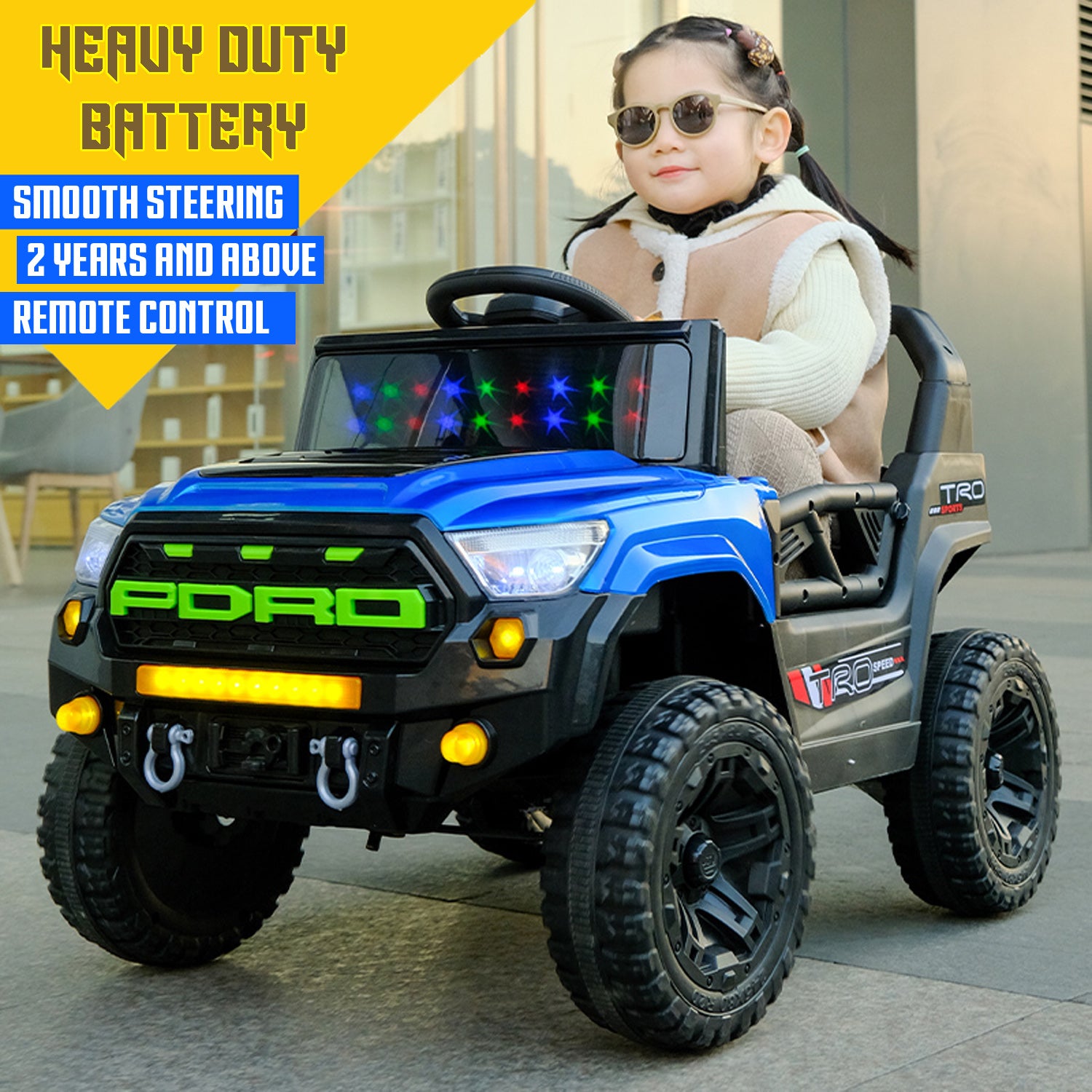 Cubbycoo ThunderChamp 4X Ride-On Electric Jeep for Kids Aged 2–6 Years For Boys & Girls