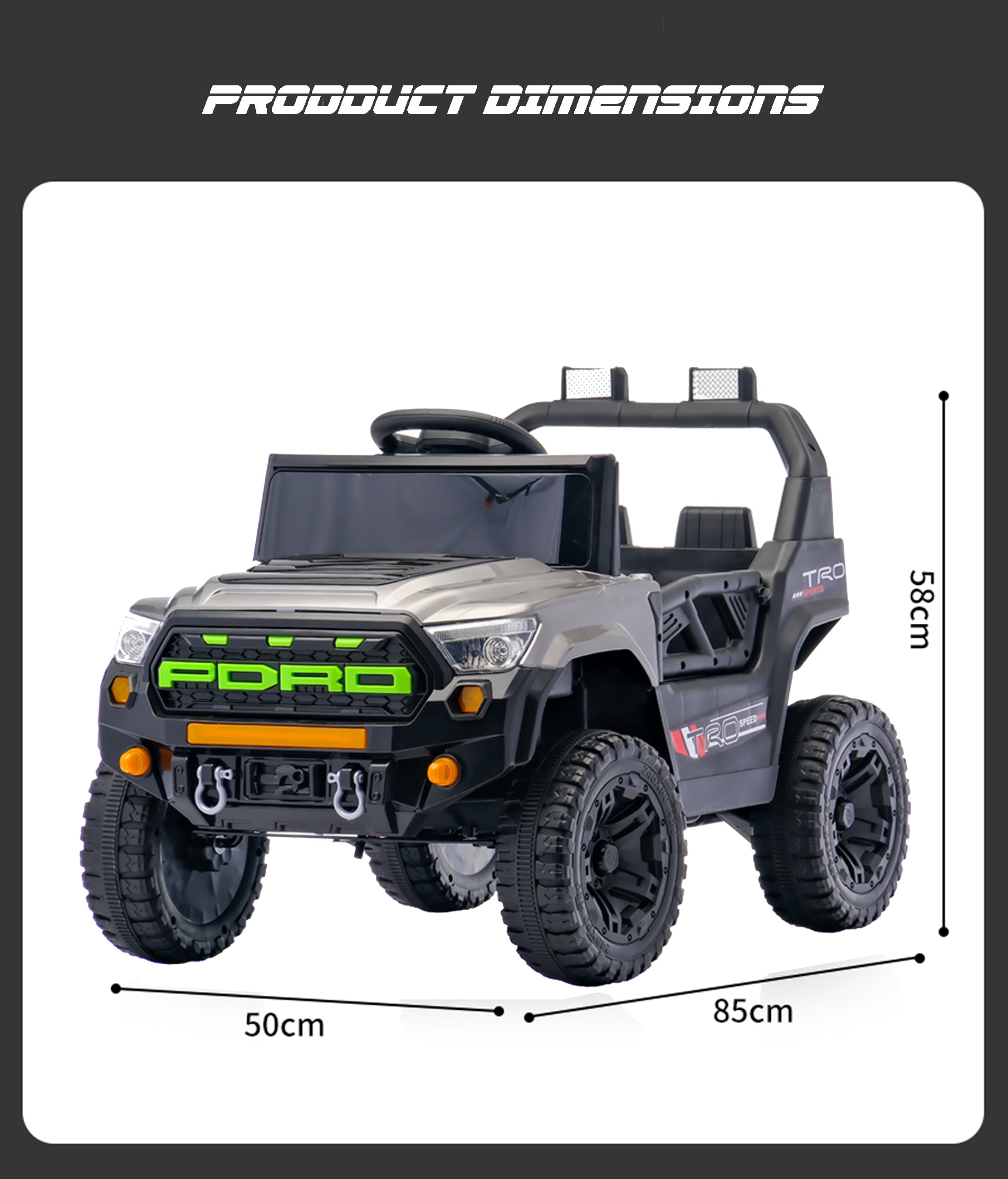 Cubbycoo ThunderChamp 4X Ride-On Electric Jeep for Kids Aged 2–6 Years For Boys & Girls