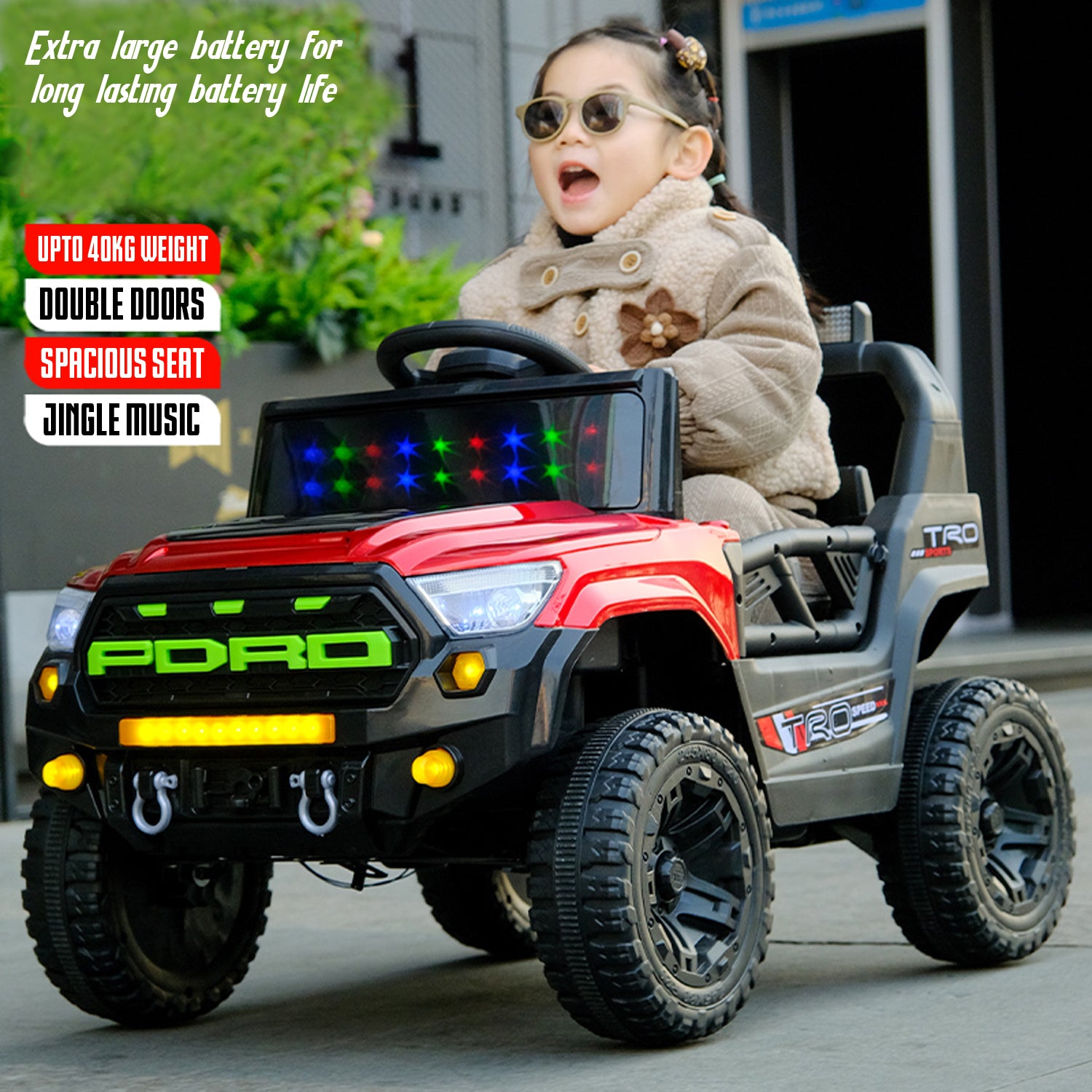 Cubbycoo ThunderChamp 4X Ride-On Electric Jeep for Kids Aged 2–6 Years For Boys & Girls