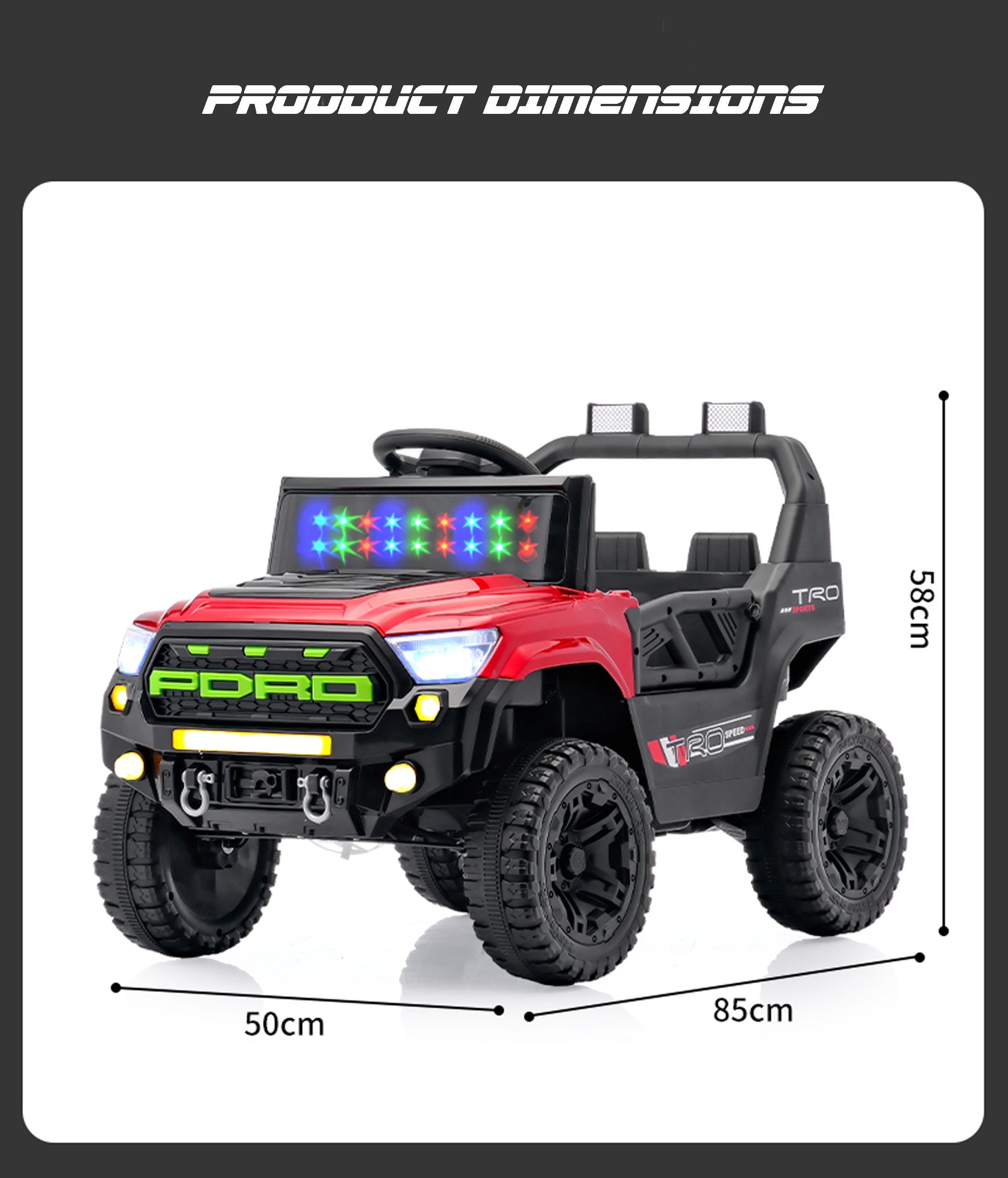 Cubbycoo ThunderChamp 4X Ride-On Electric Jeep for Kids Aged 2–6 Years For Boys & Girls